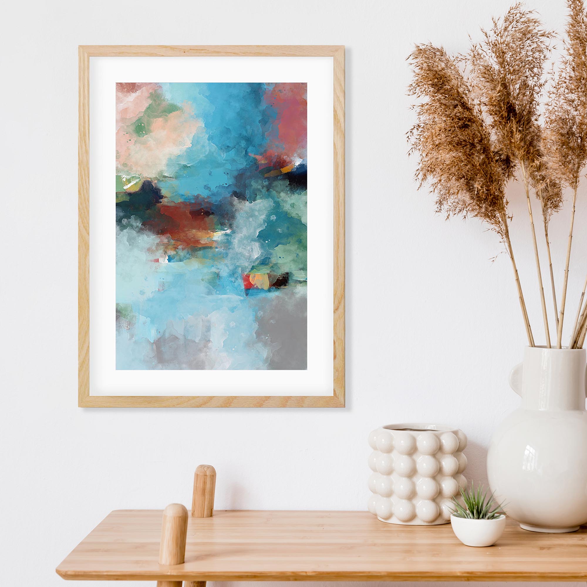 Blue Abstract Clouds Framed Art