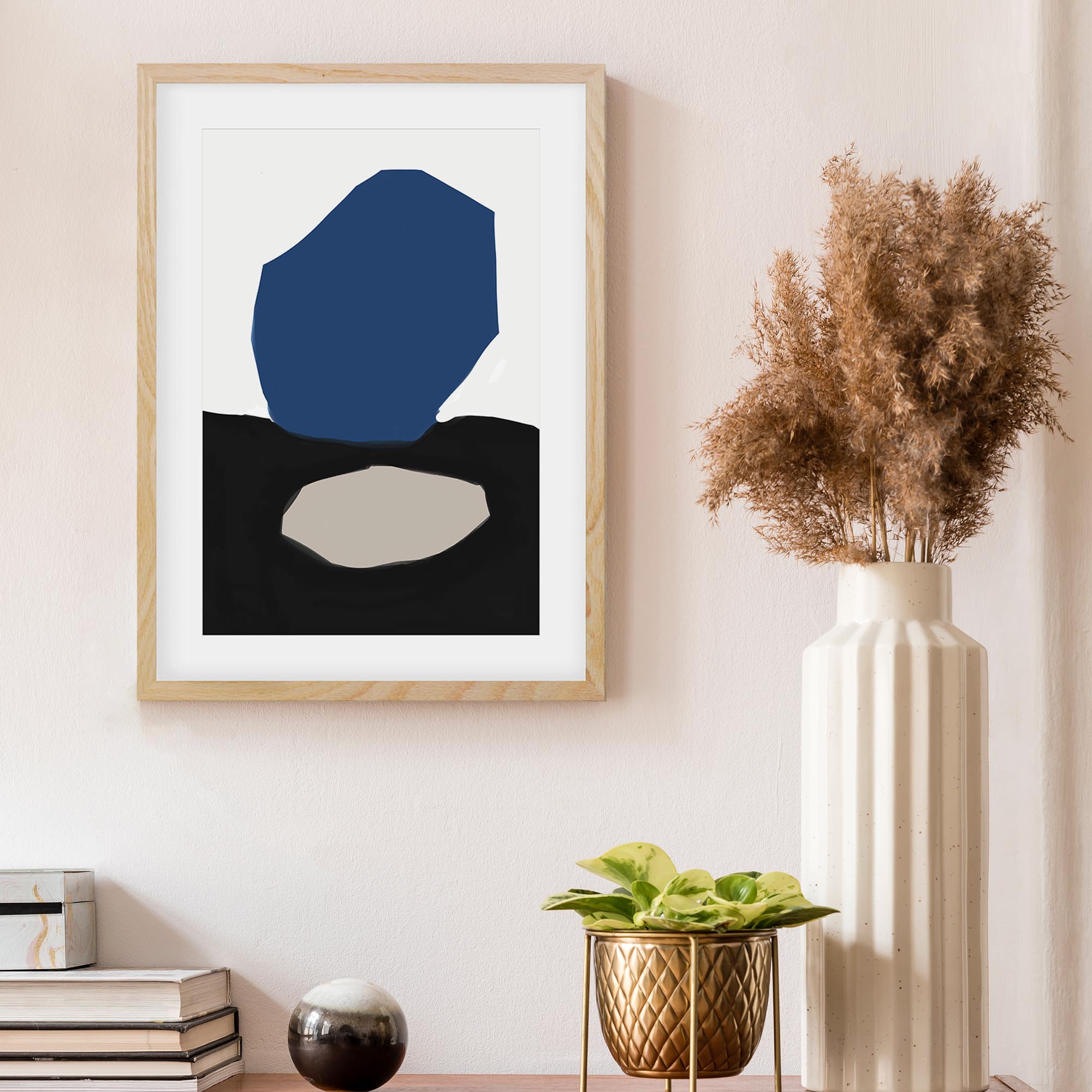 Blue Black Abstract Design Framed Art