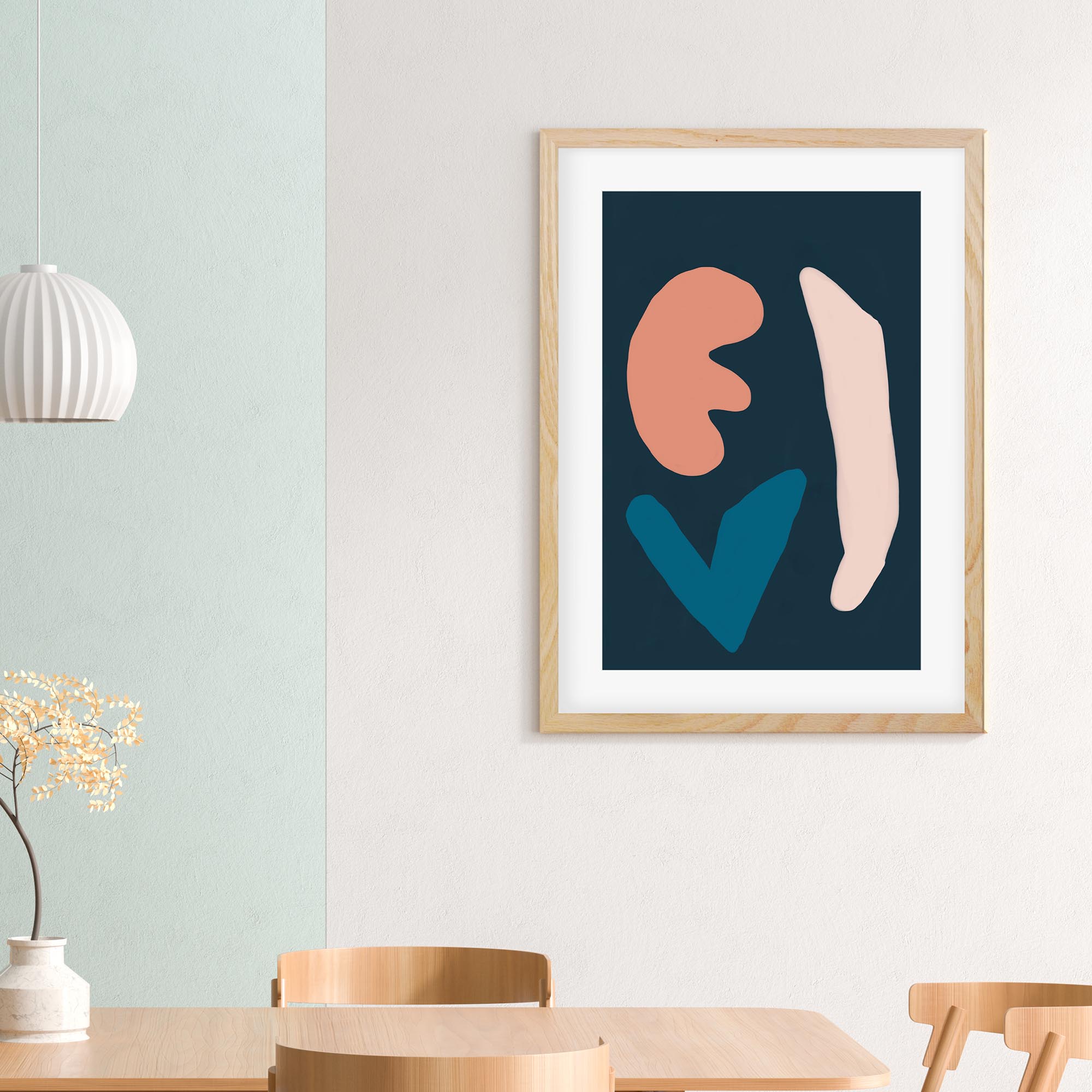 Navy Brush Strokes Framed Art