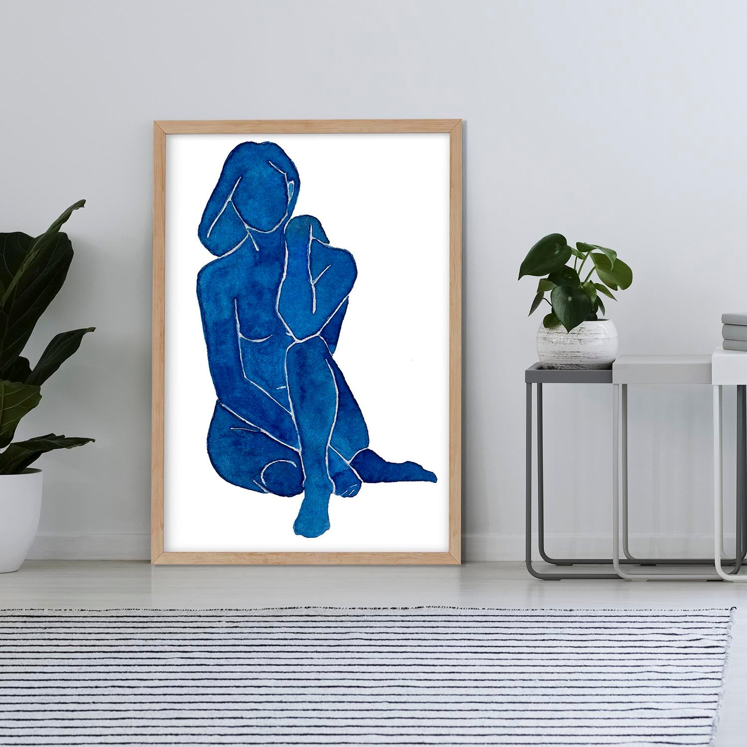 Blue Female Nude Art Print-Abstract House