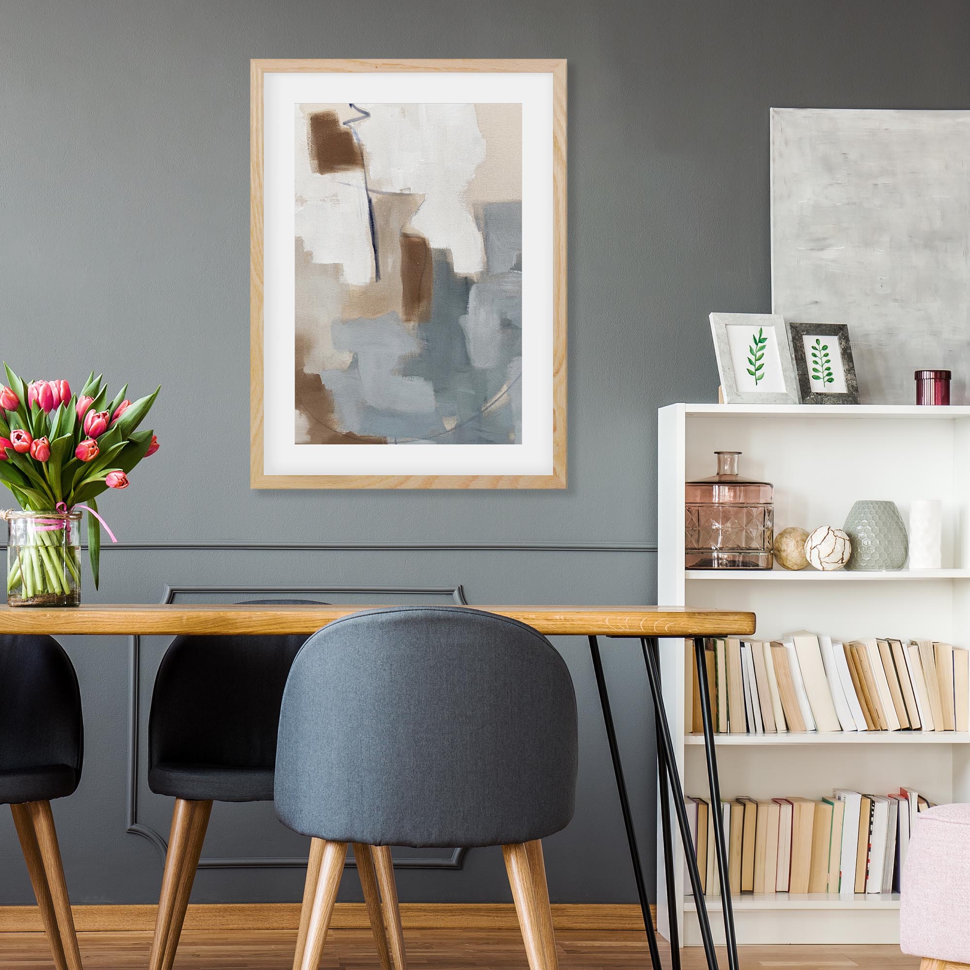 Neutral Abstract Shapes Framed Art