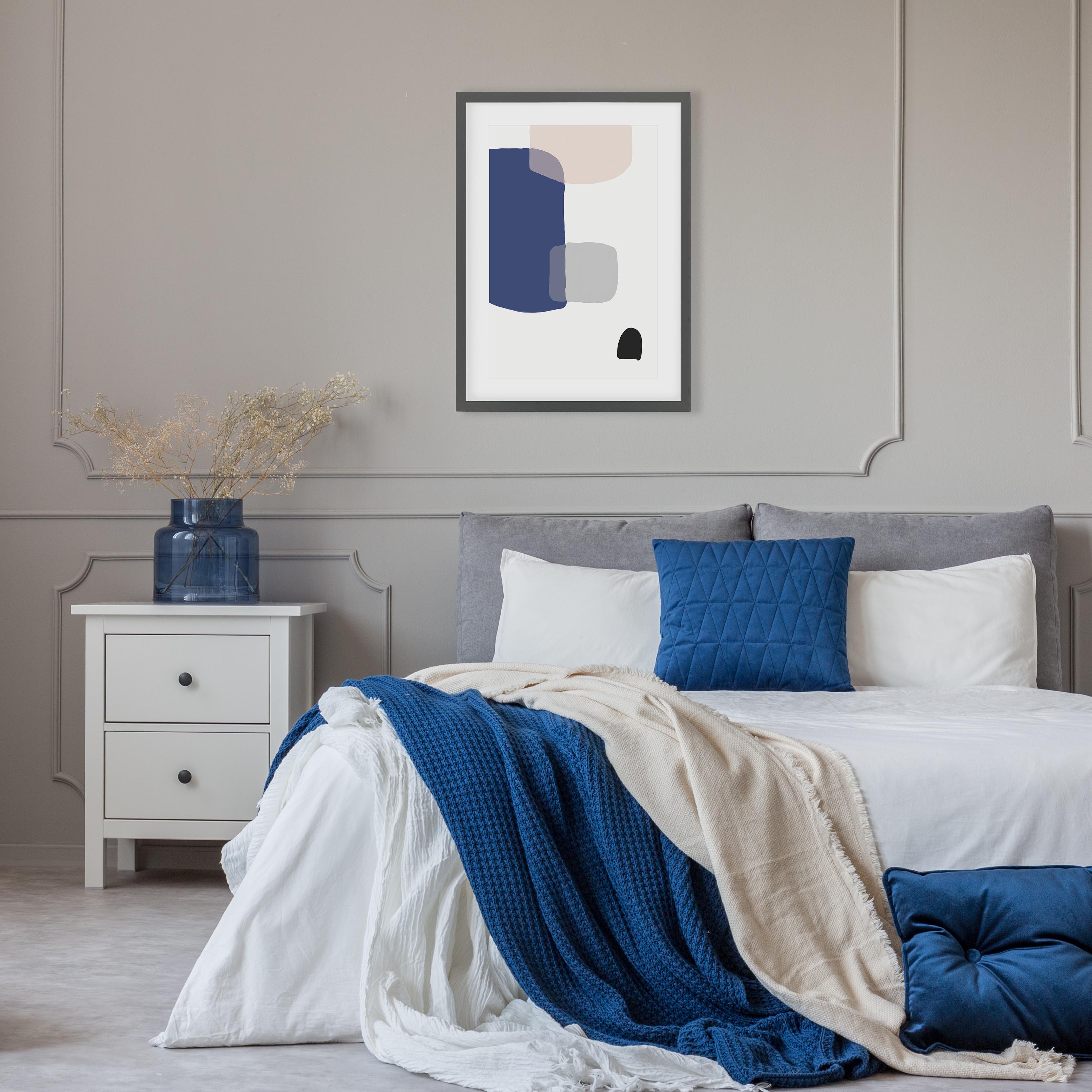 Abstract Blue Shapes Framed Art