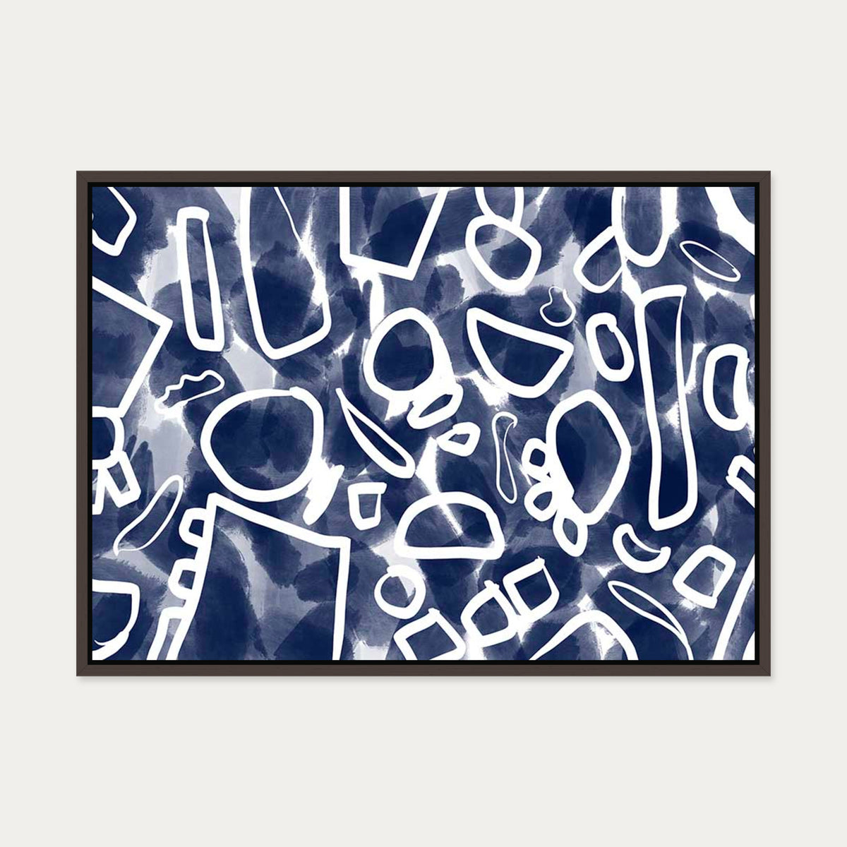 Blueprint II Canvas Art — 50 x 70 cm — Brown Frame