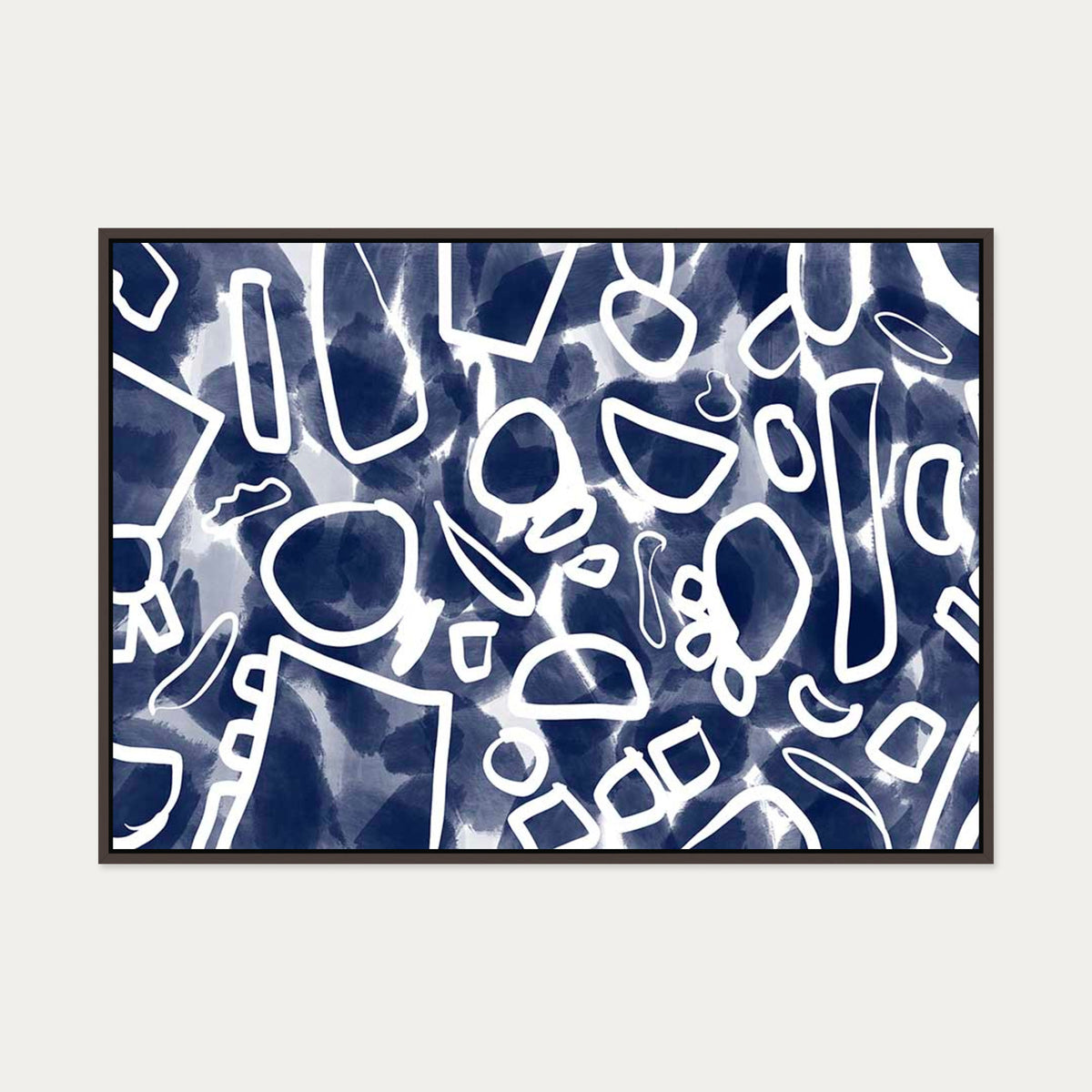 Blueprint II Canvas Art — 70 x 100 cm — Brown Frame
