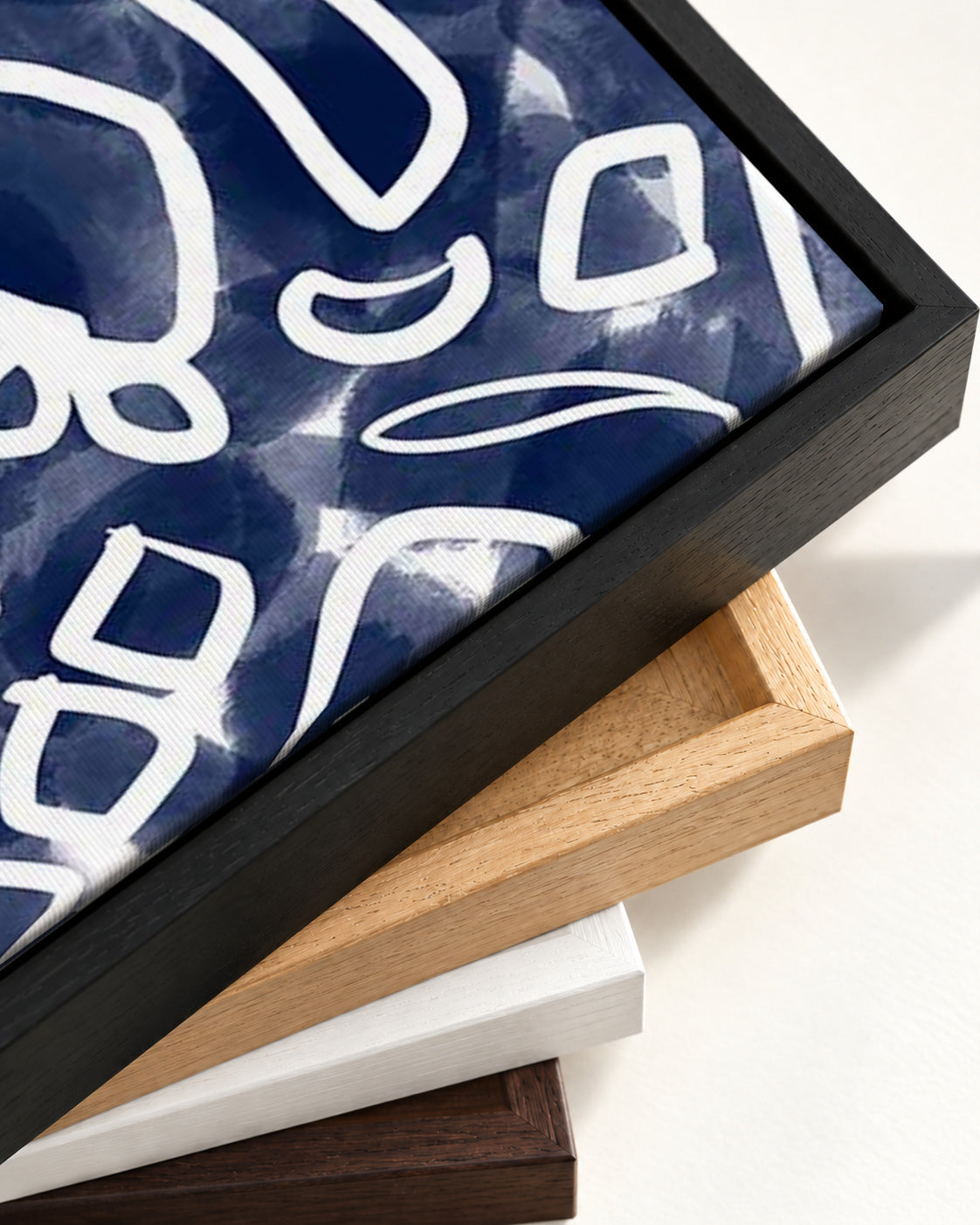 Blueprint II Canvas Art — framed canvas corner and wrapped canvas detail