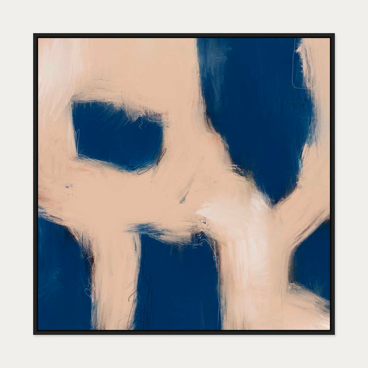 Blush Block Out Canvas Art — 100 x 100 cm — Black Frame