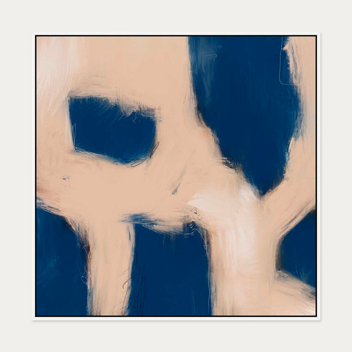 Blush Block Out Canvas Art — 100 x 100 cm — White Frame