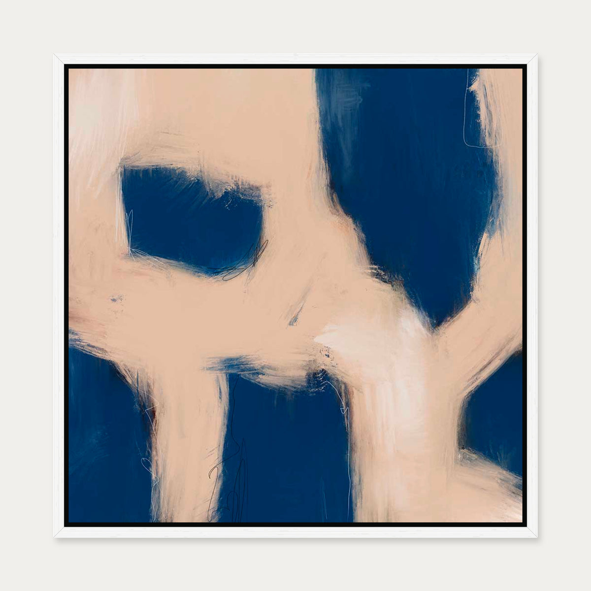 Blush Block Out Canvas Art — 50 x 50 cm — White Frame
