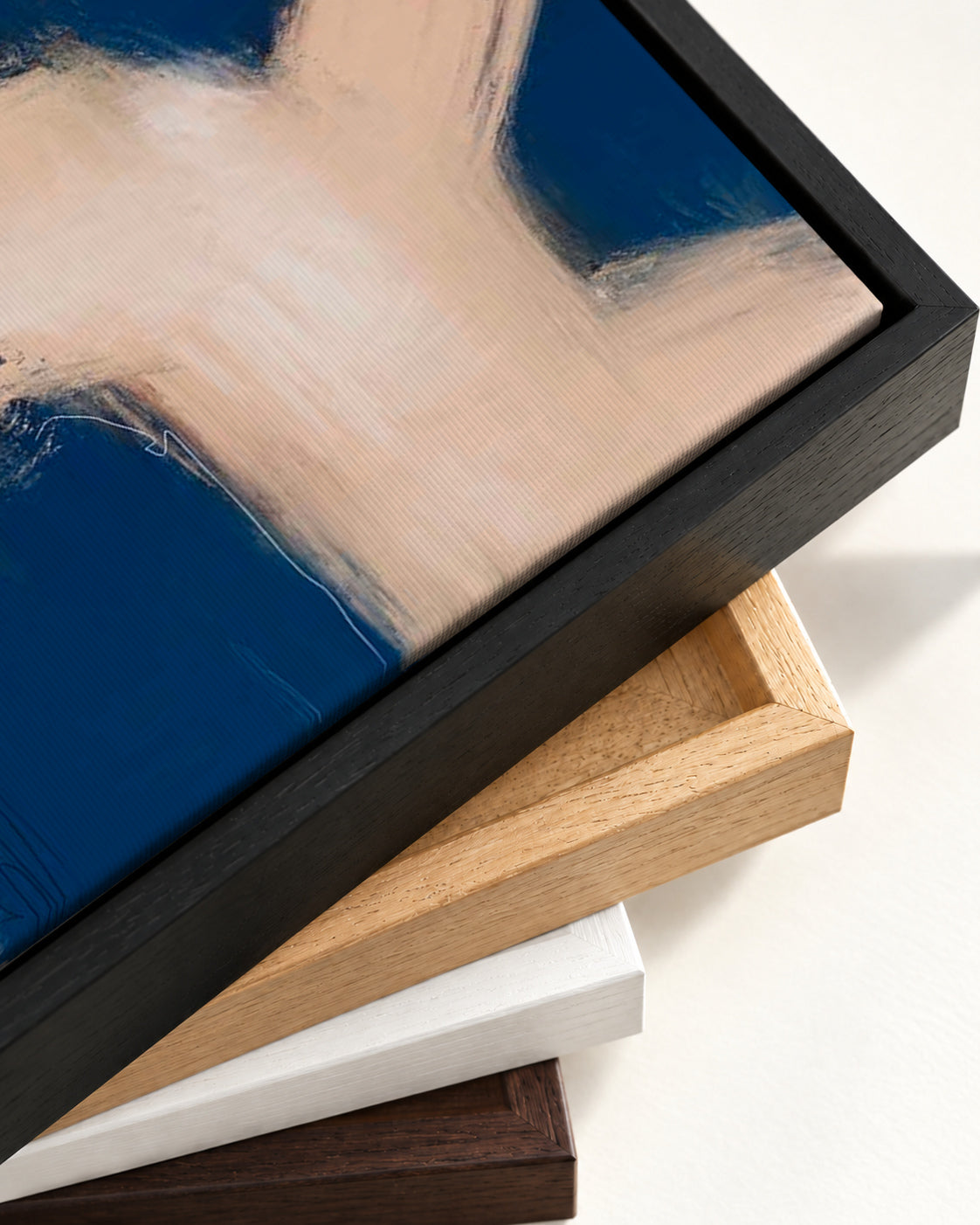 Blush Block Out Canvas Art — framed canvas corner and wrapped canvas detail