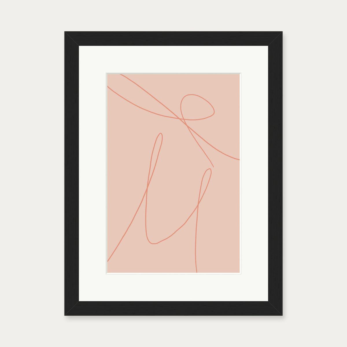 Blush Line Art Print — 30 x 40 cm — Black Frame