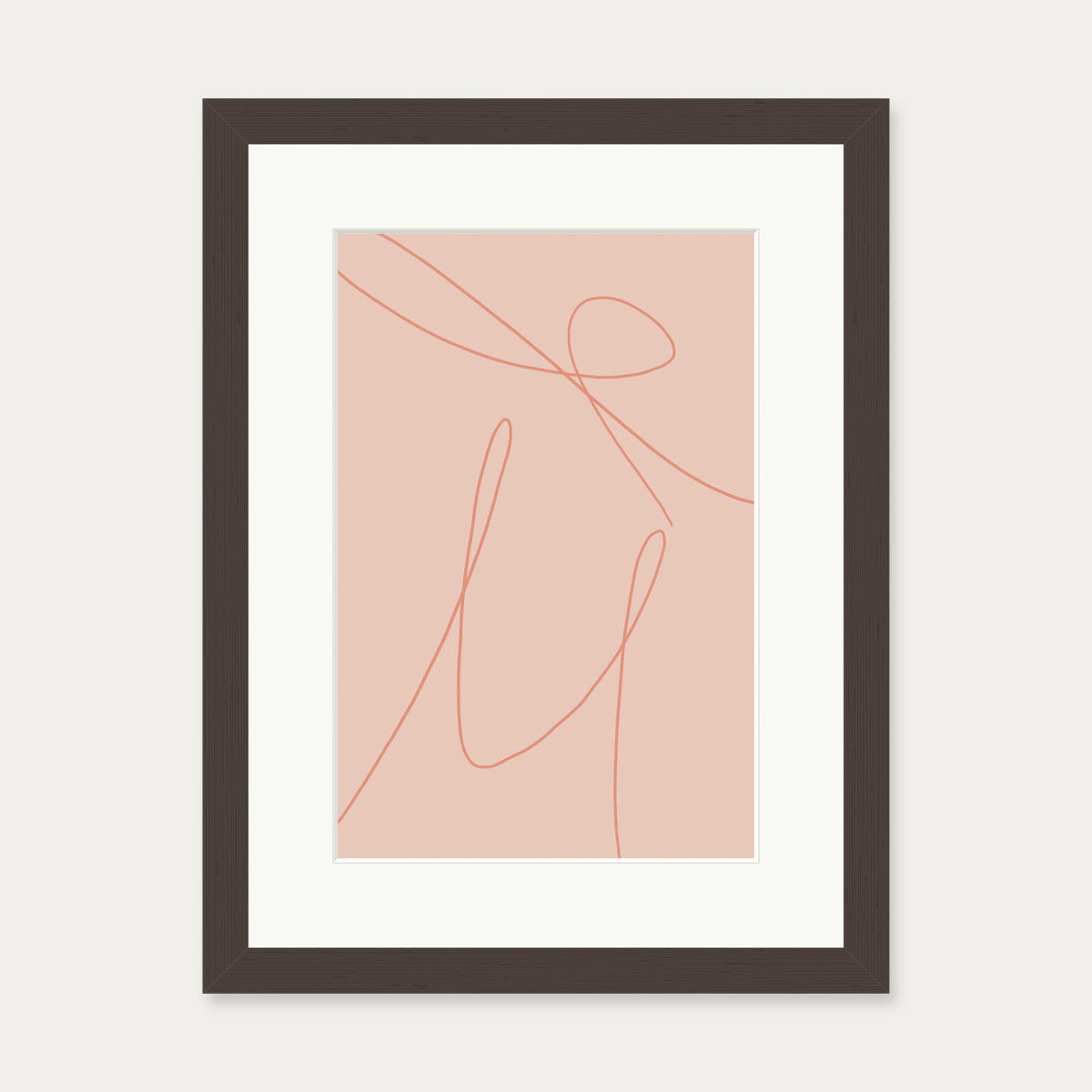 Blush Line Art Print — 30 x 40 cm — Brown Frame