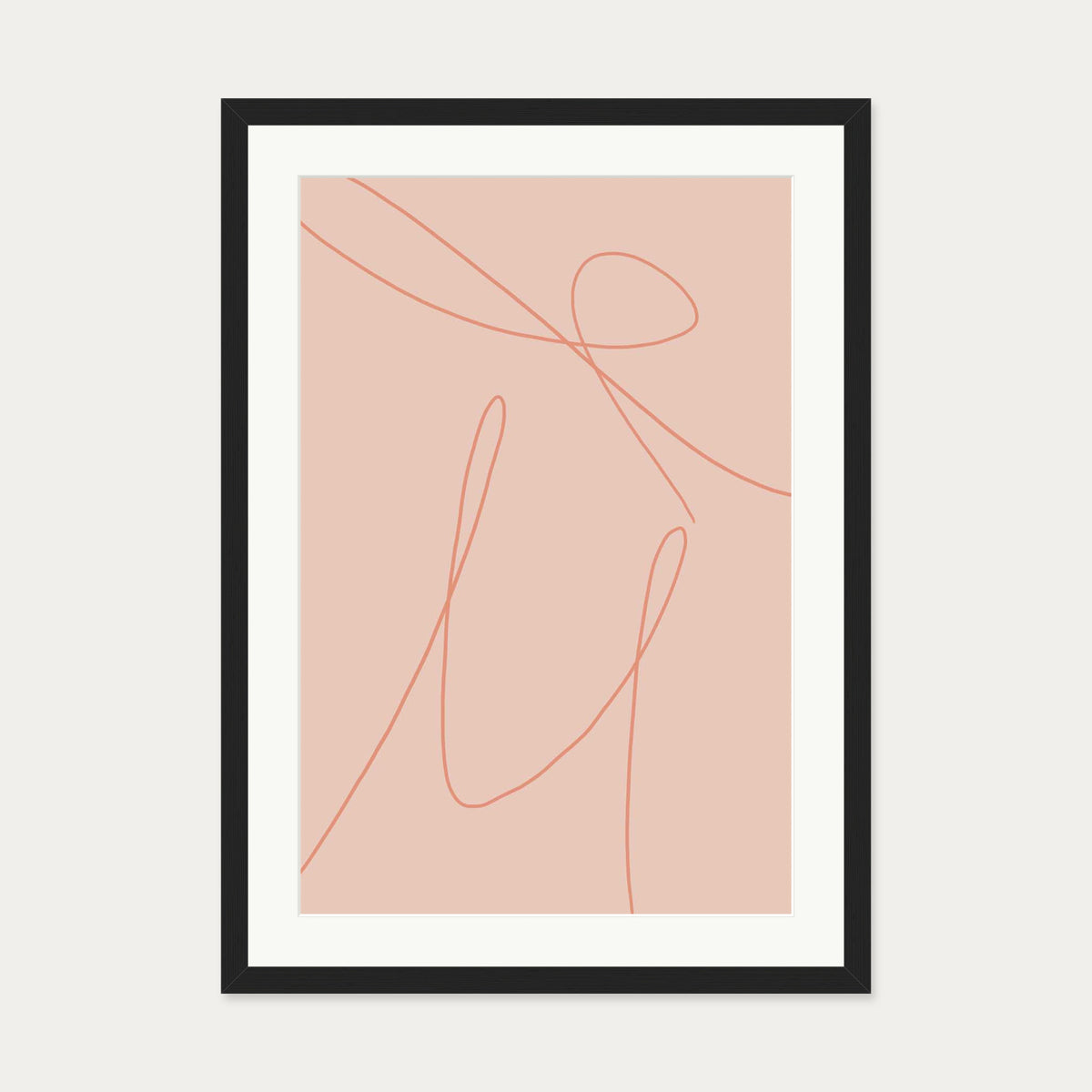 Blush Line Art Print — 50 x 70 cm — Black Frame