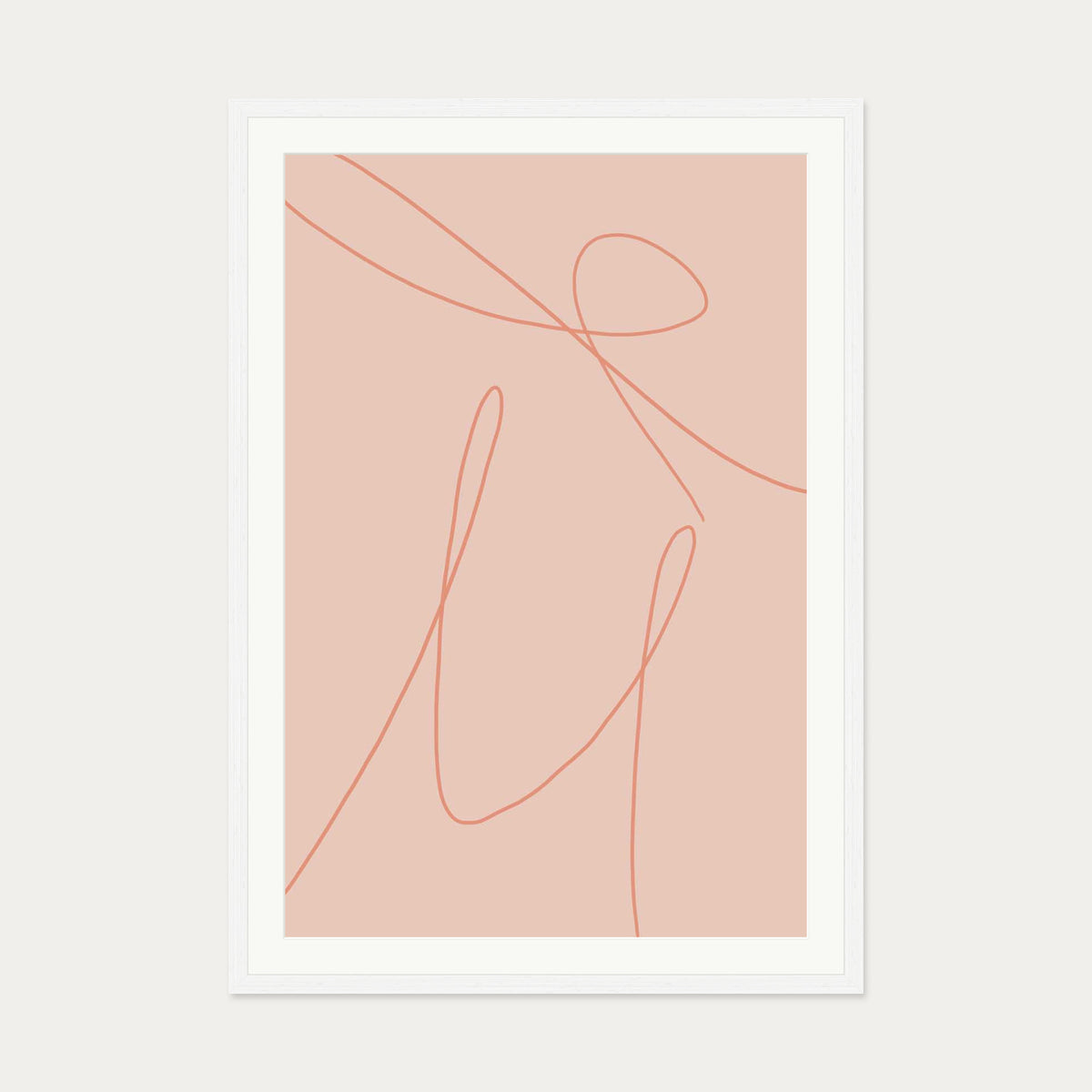 Blush Line Art Print — 70 x 100 cm — White Frame