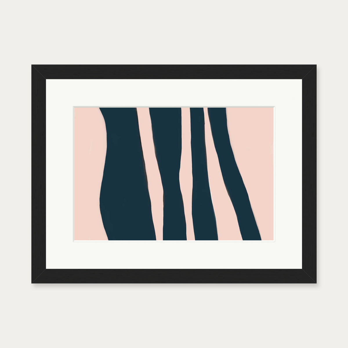 Blush On Navy Stripes Art Print — 30 x 40 cm — Black Frame
