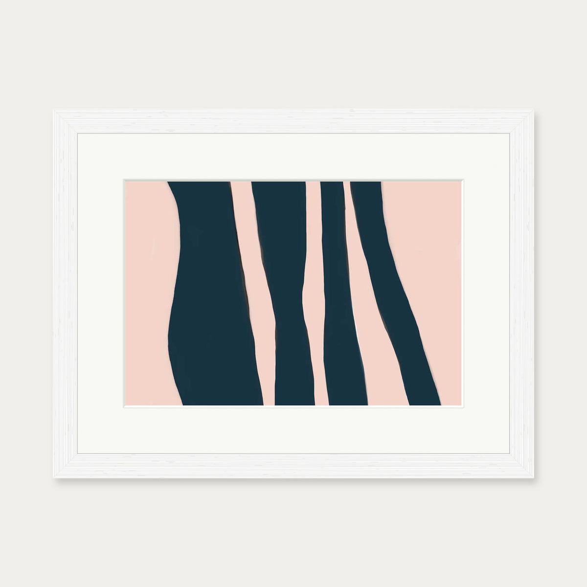 Blush On Navy Stripes Art Print — 30 x 40 cm — White Frame