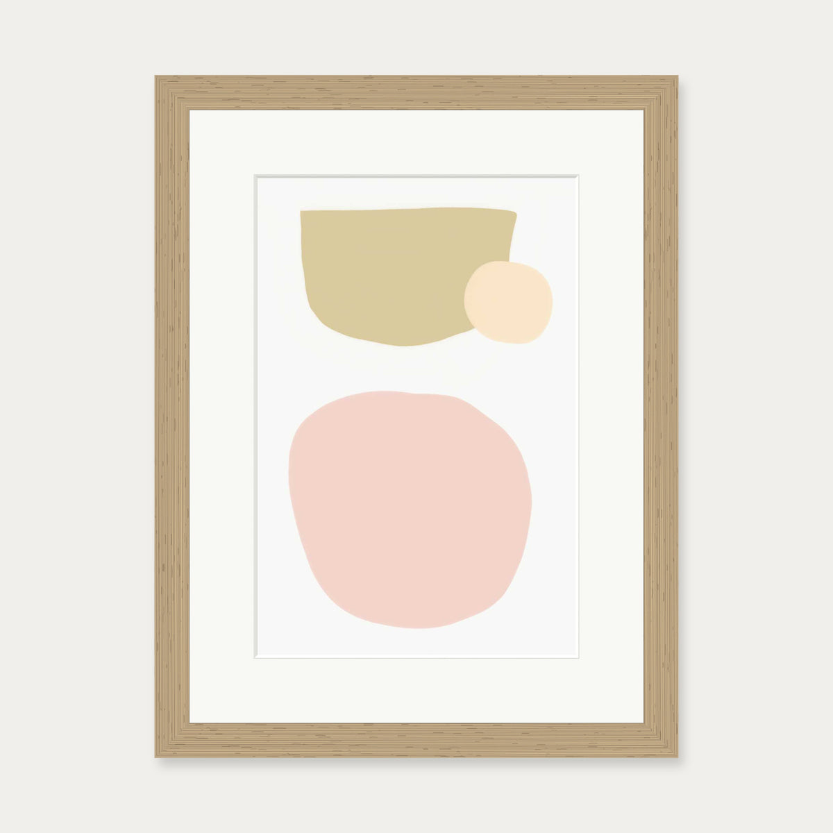 Blush Pastel Shapes Art Print — 30 x 40 cm — Oak Frame