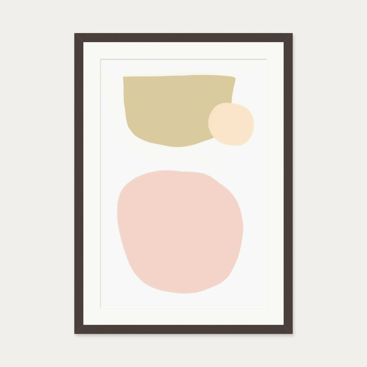 Blush Pastel Shapes Art Print — 50 x 70 cm — Brown Frame