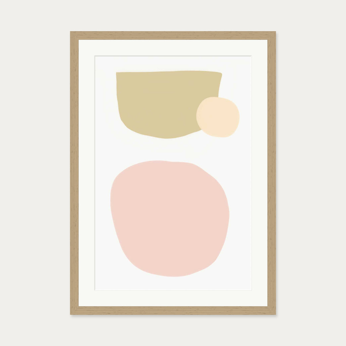 Blush Pastel Shapes Art Print — 50 x 70 cm — Oak Frame