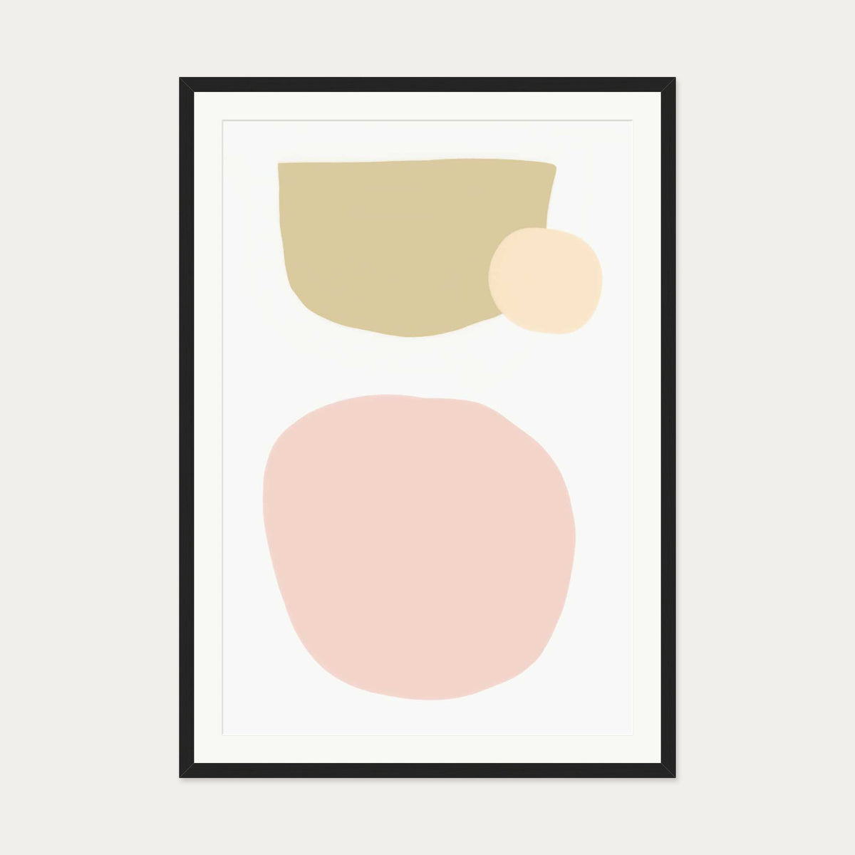 Blush Pastel Shapes Art Print — 70 x 100 cm — Black Frame