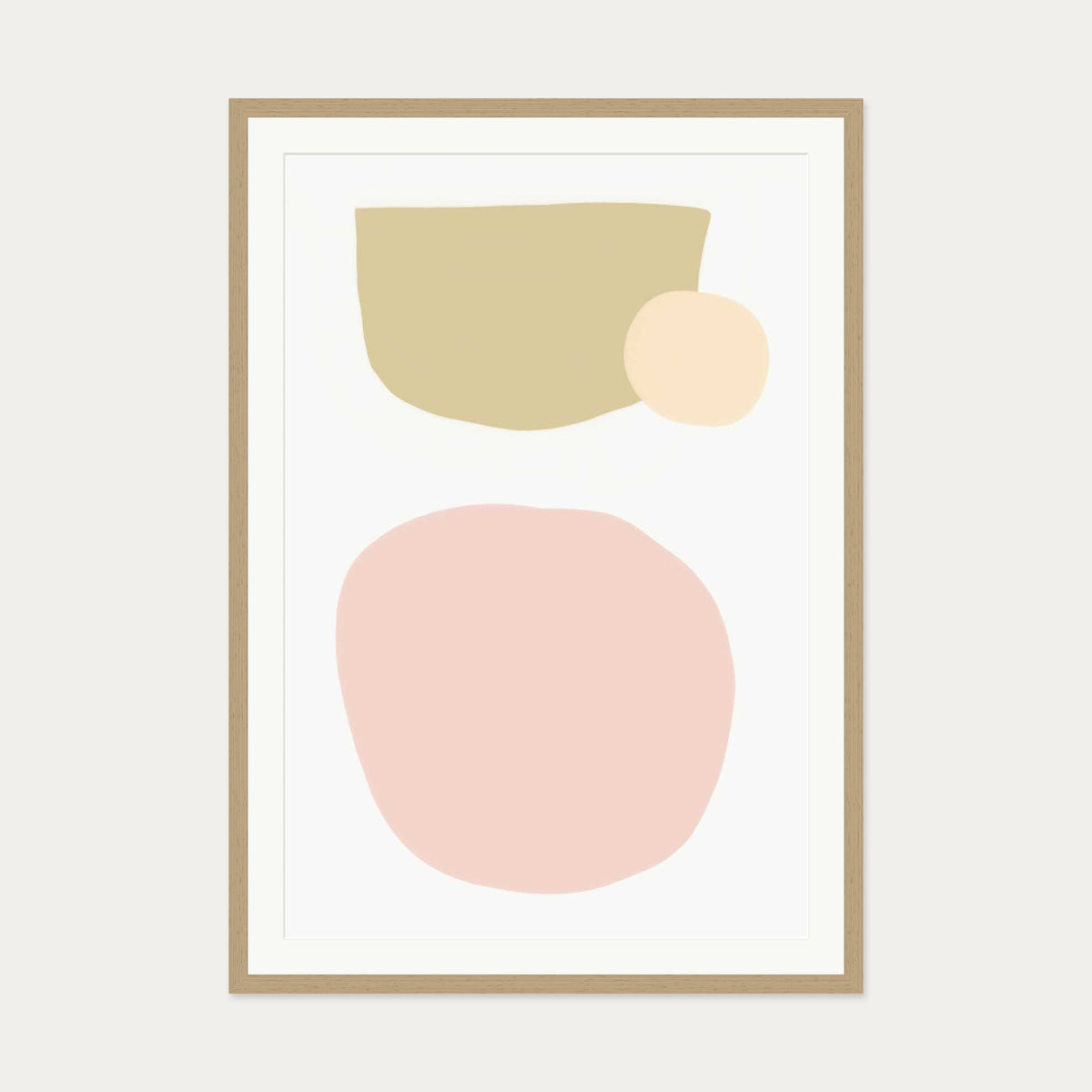 Blush Pastel Shapes Art Print — 70 x 100 cm — Oak Frame