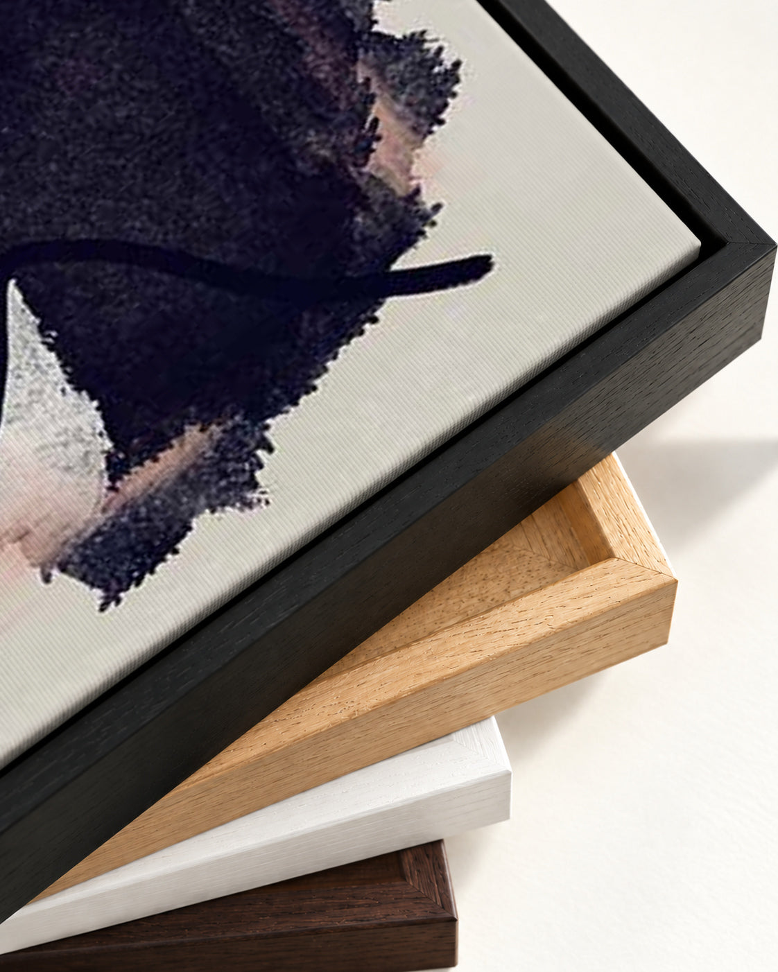 Blush Pink Abstract Canvas Art — framed canvas corner and wrapped canvas detail