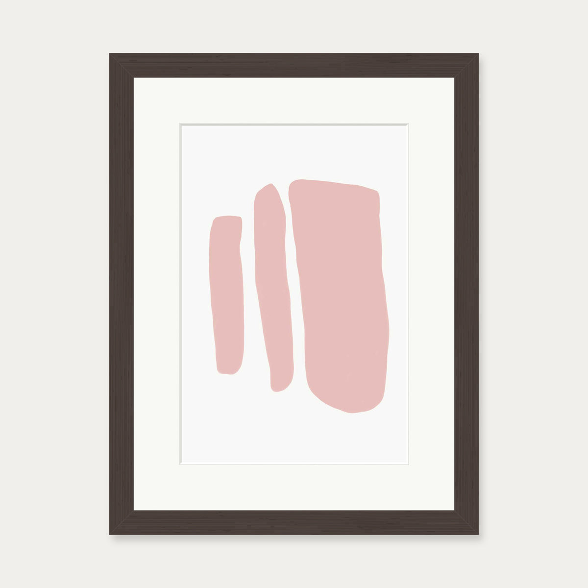 Blush Three Lines Art Print — 30 x 40 cm — Brown Frame