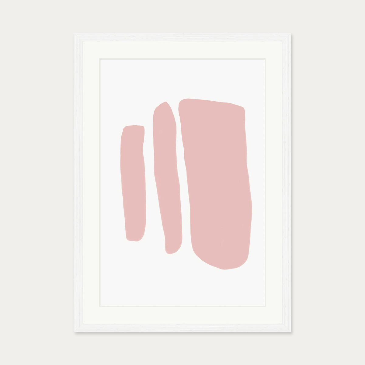 Blush Three Lines Art Print — 50 x 70 cm — White Frame