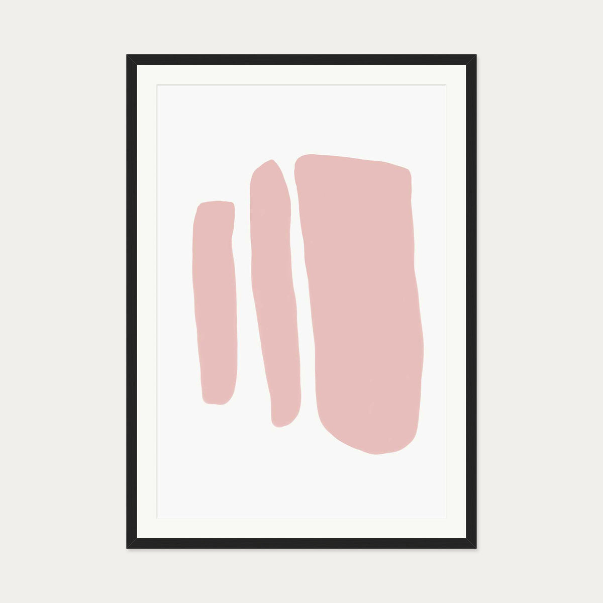 Blush Three Lines Art Print — 70 x 100 cm — Black Frame