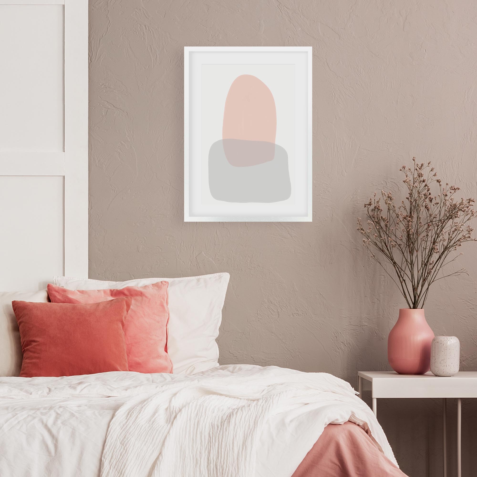 Grey On Blush Shapes Framed Art