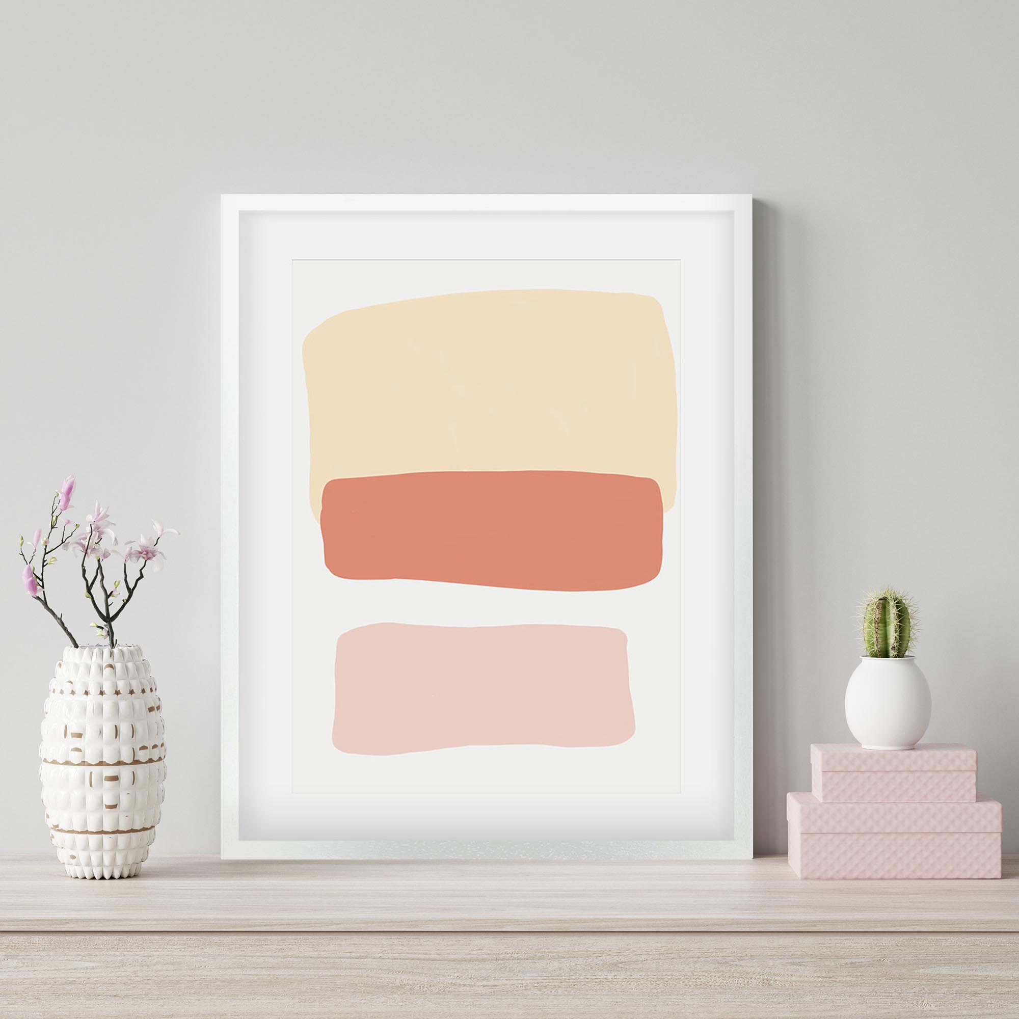 Three Blush Shapes Framed Art