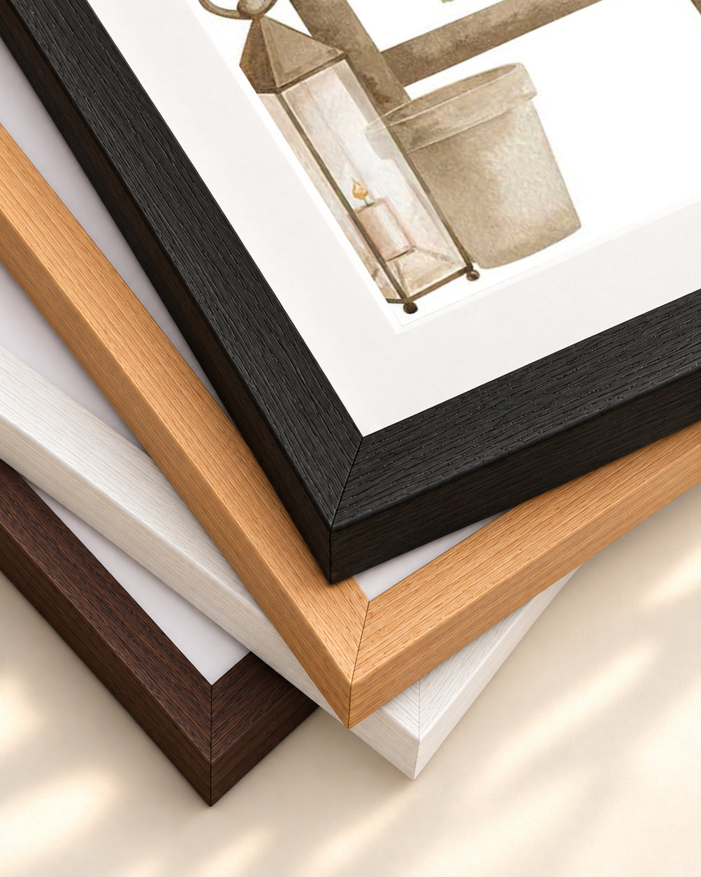 Bohemian Vibes Watercolour Art Print — framed print corner with 5 cm mount and bevel