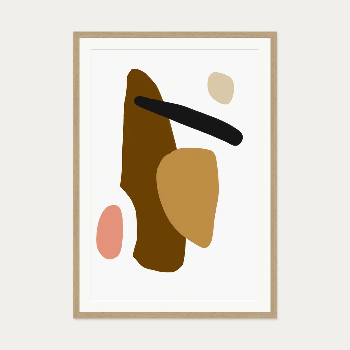 Bold Shapes Art Print — 70 x 100 cm — Oak Frame