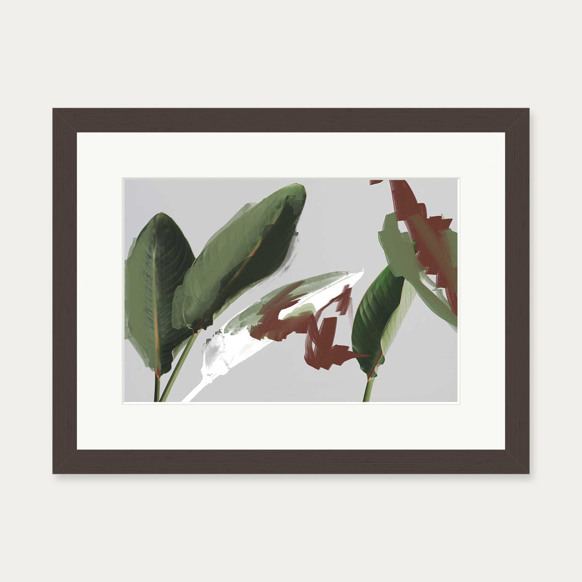 Botanical Abstract Art Print — 30 x 40 cm — Brown Frame