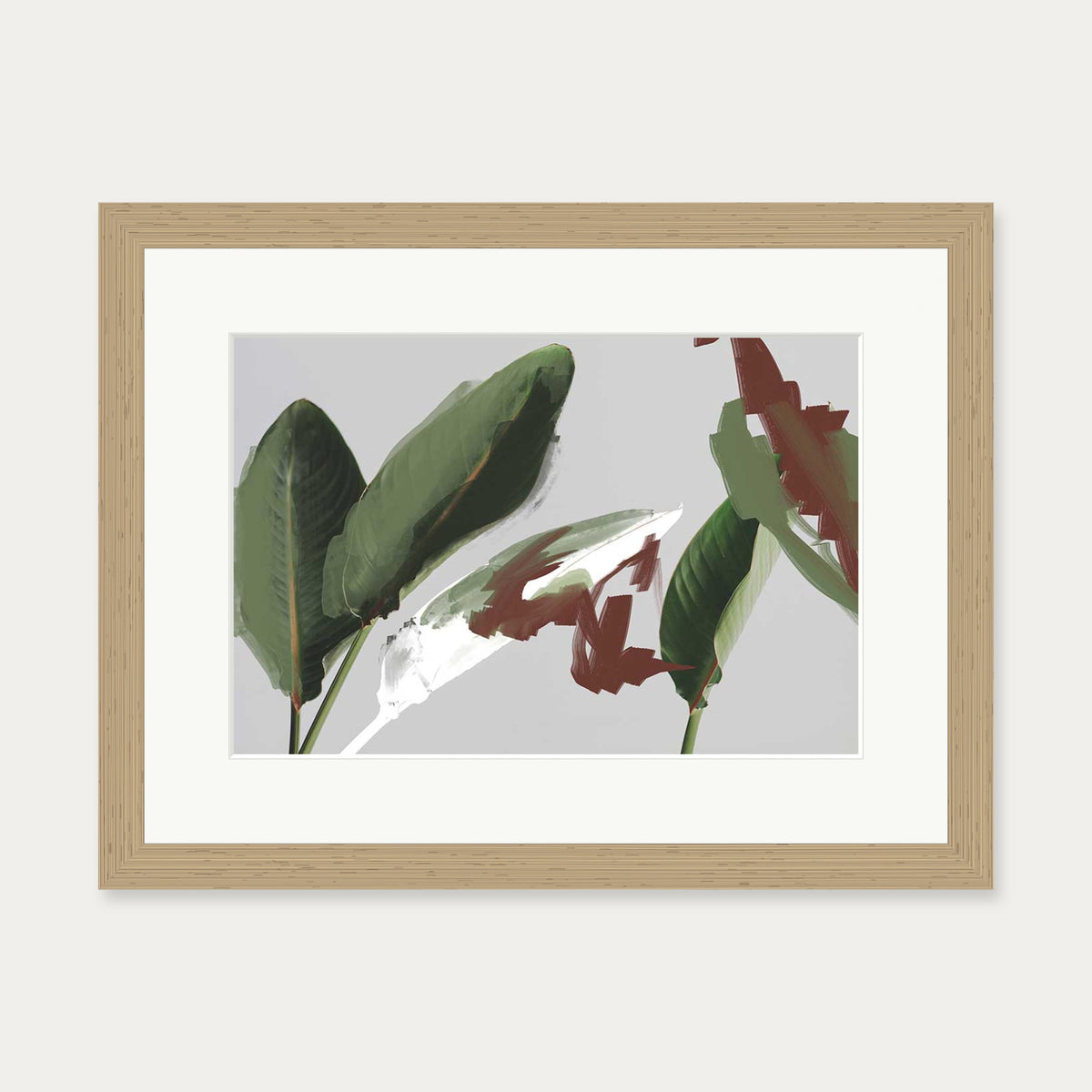 Botanical Abstract Art Print — 30 x 40 cm — Oak Frame