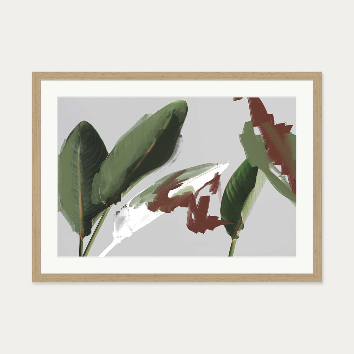 Botanical Abstract Art Print — 50 x 70 cm — Oak Frame