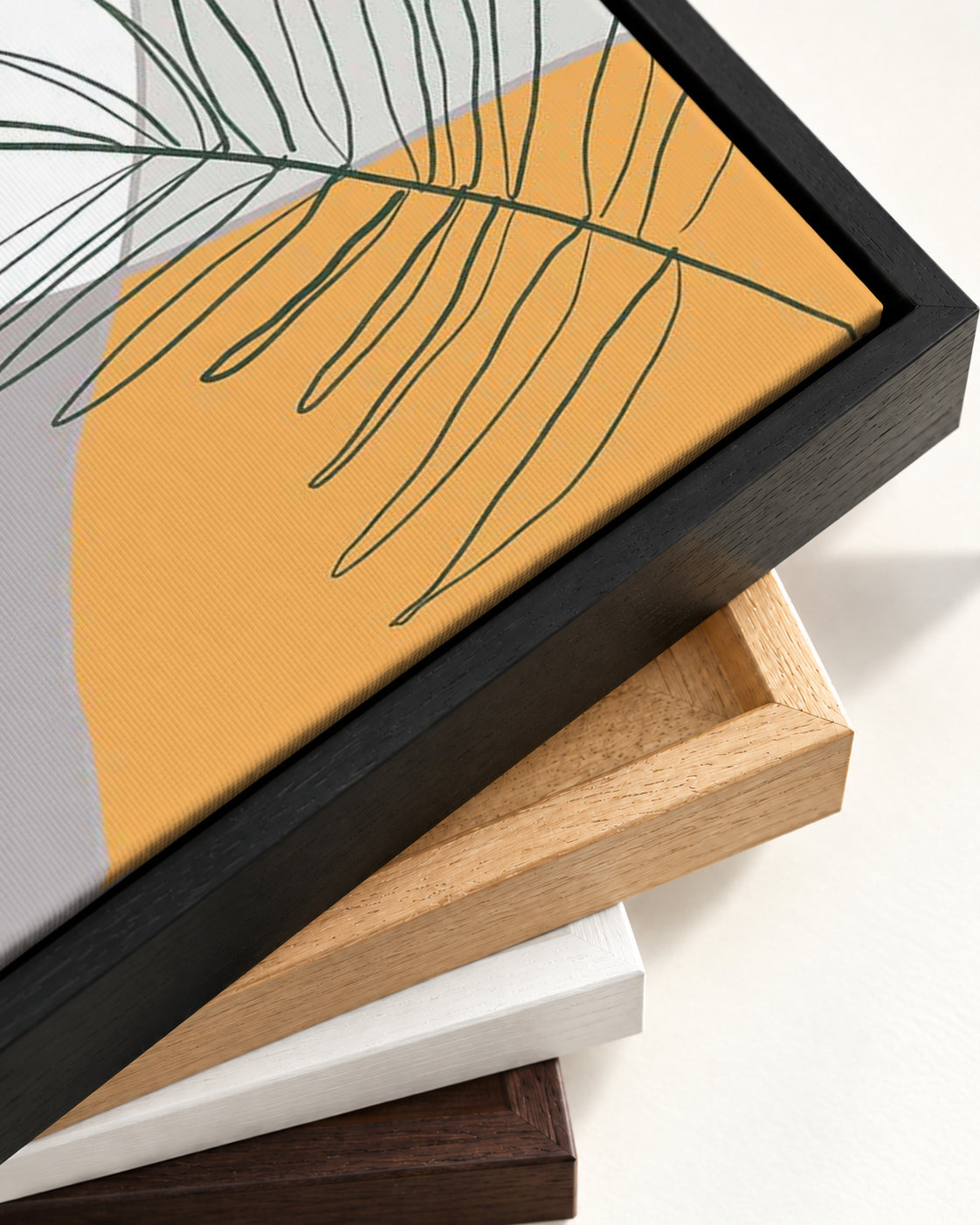 Botanical Abstract Canvas Art — framed canvas corner and wrapped canvas detail