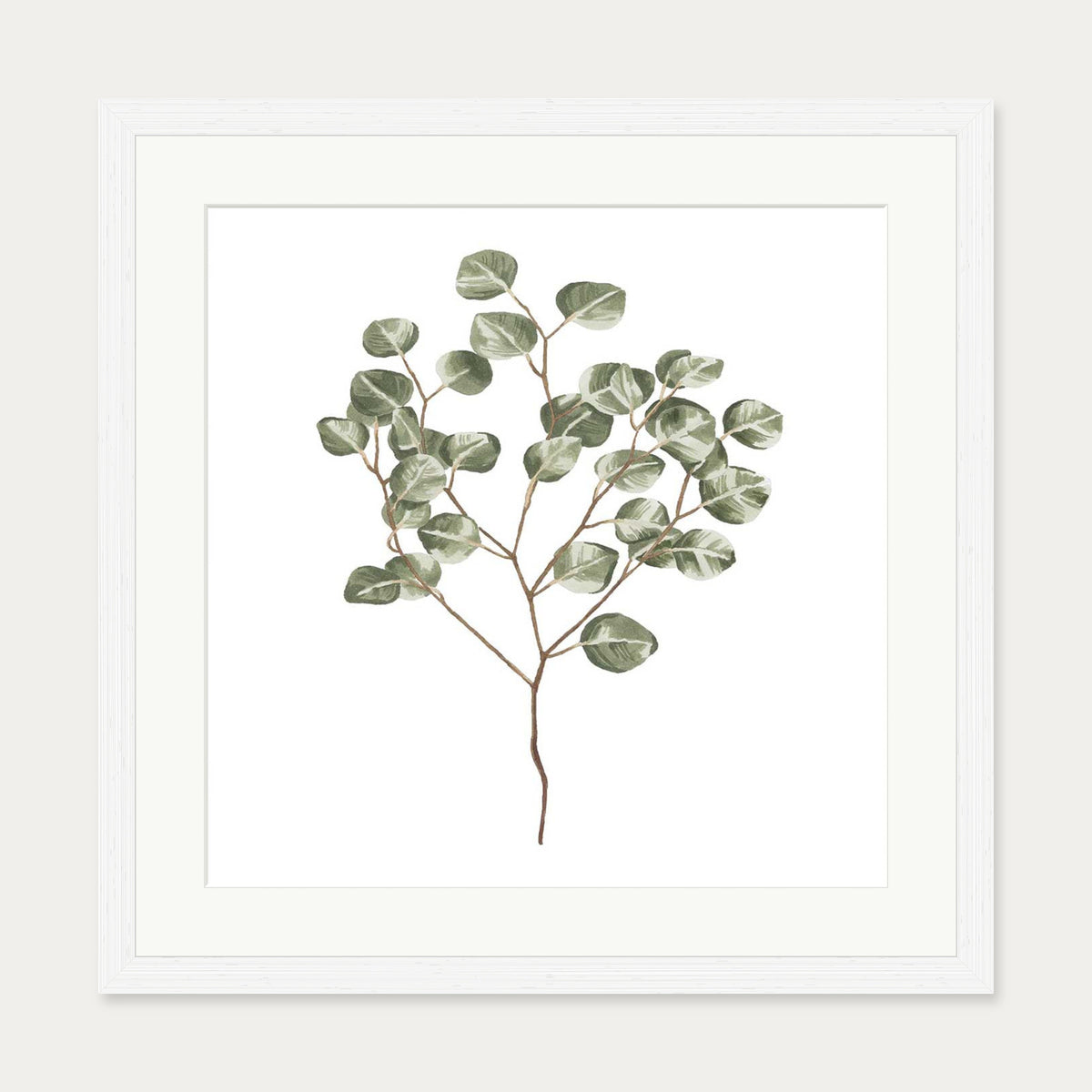 Botanical Branch Square Art Print — 50 x 50 cm — White Frame