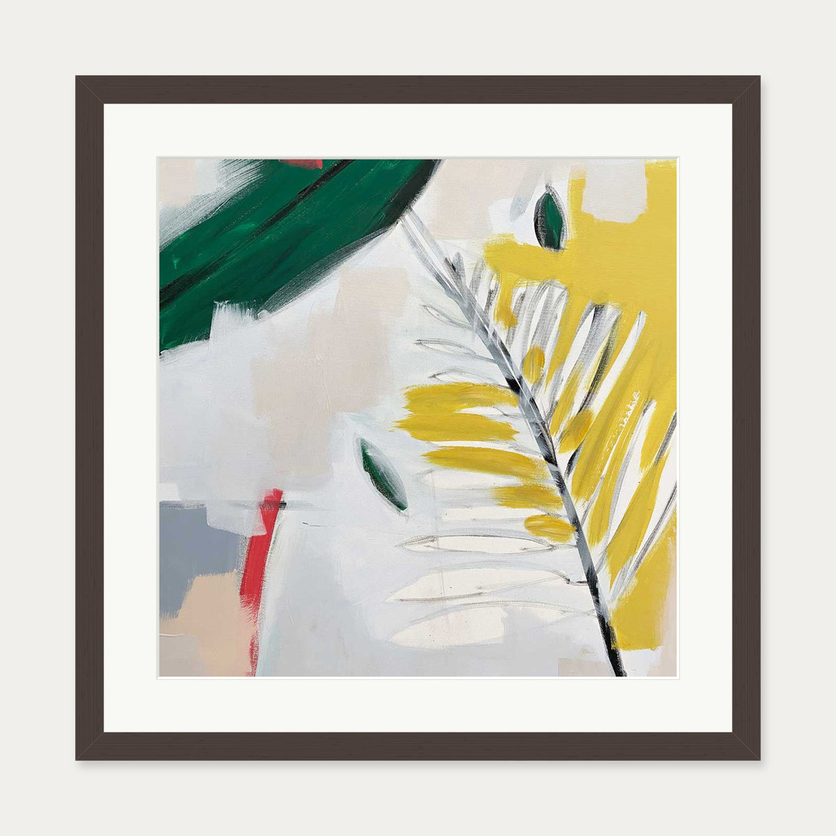Botanical Jardin Square Art Print — 50 x 50 cm — Brown Frame