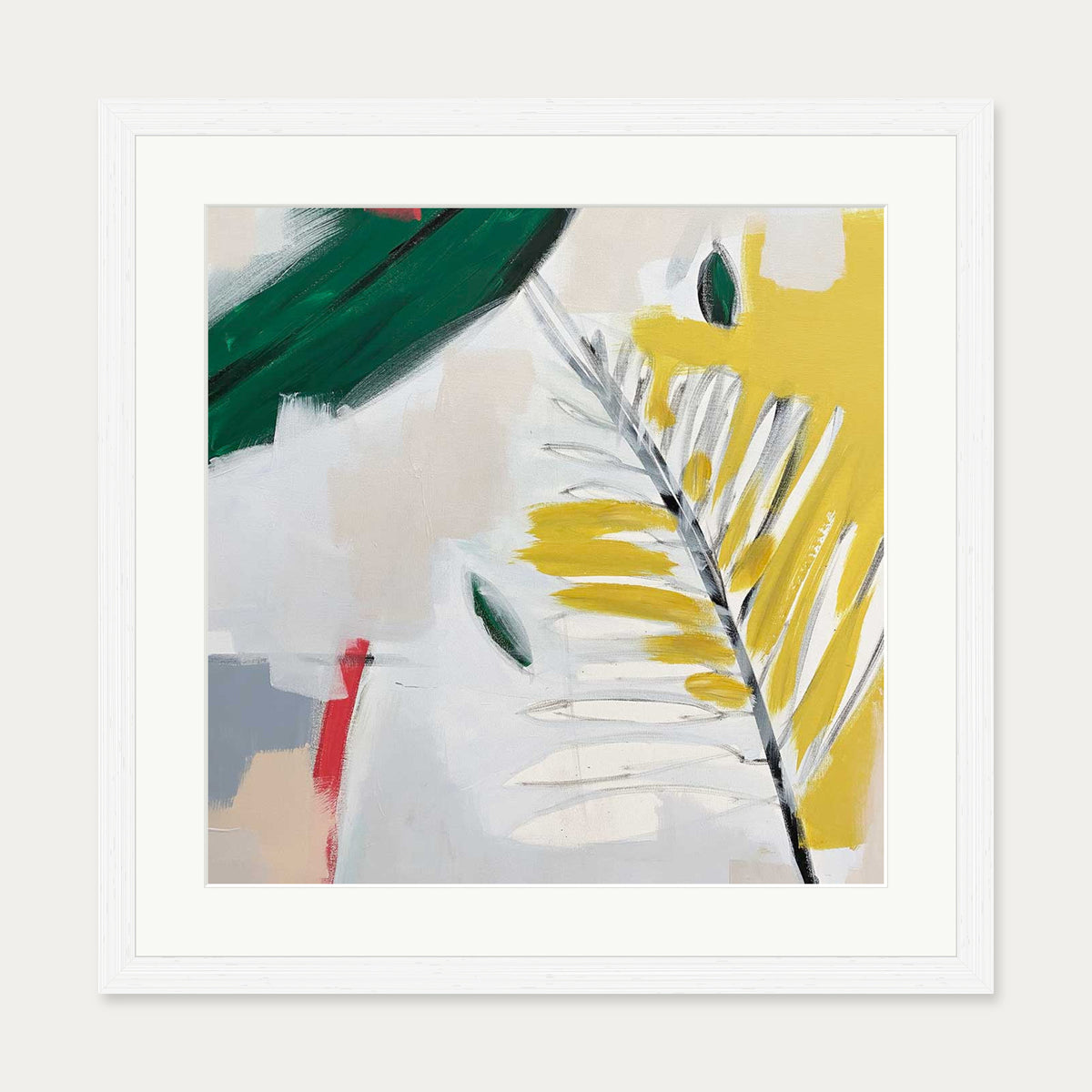 Botanical Jardin Square Art Print — 50 x 50 cm — White Frame