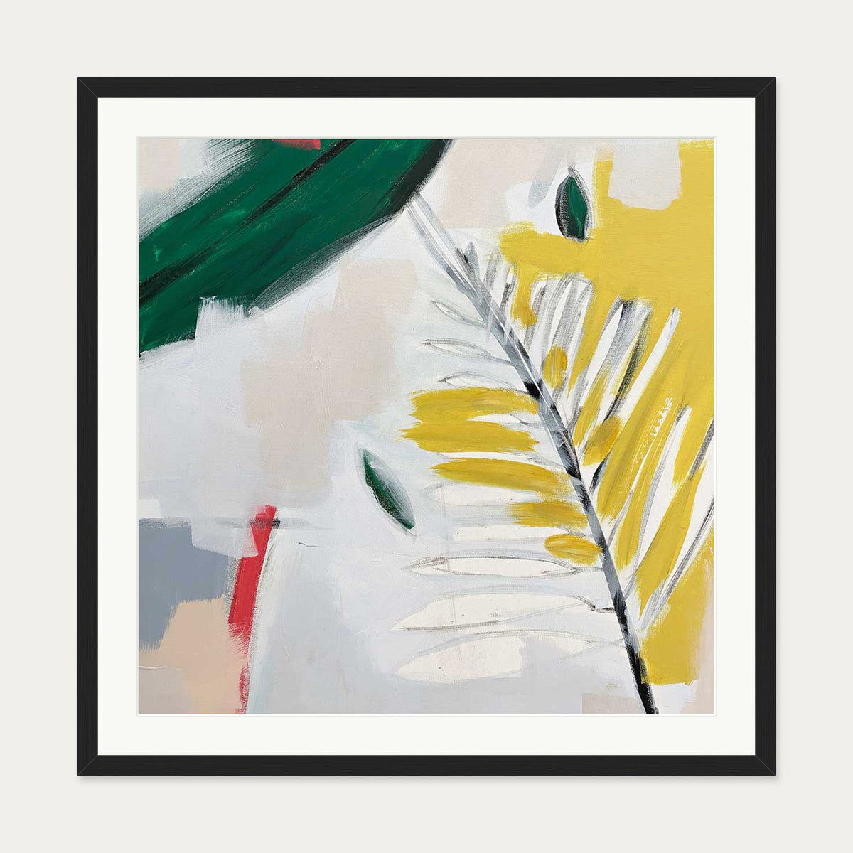 Botanical Jardin Square Art Print — 70 x 70 cm — Black Frame