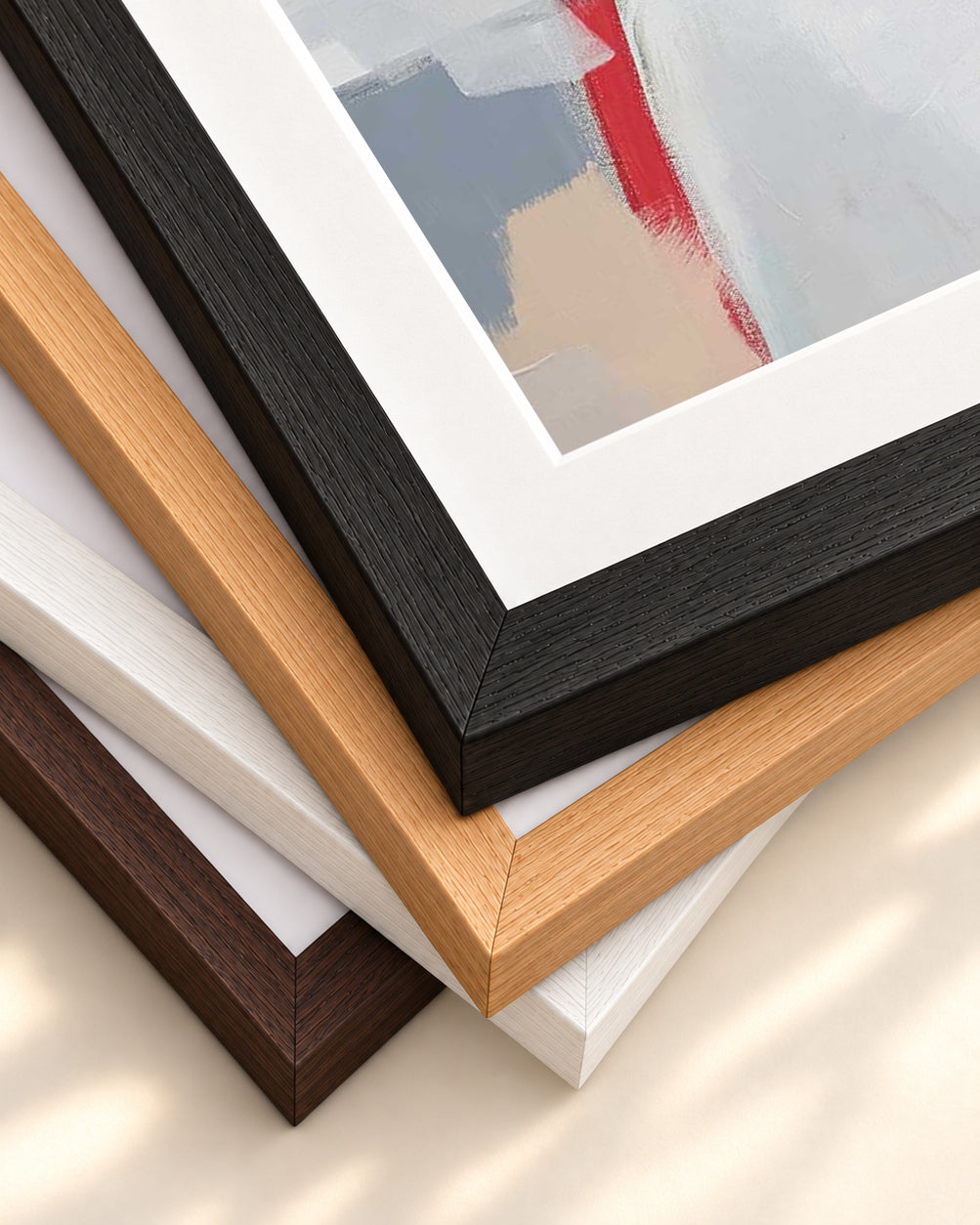 Botanical Jardin Square Art Print — framed print corner with 5 cm mount and bevel