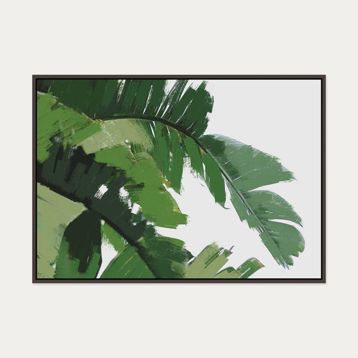 Botanical Palm Leaves Canvas Art — 70 x 100 cm — Brown Frame