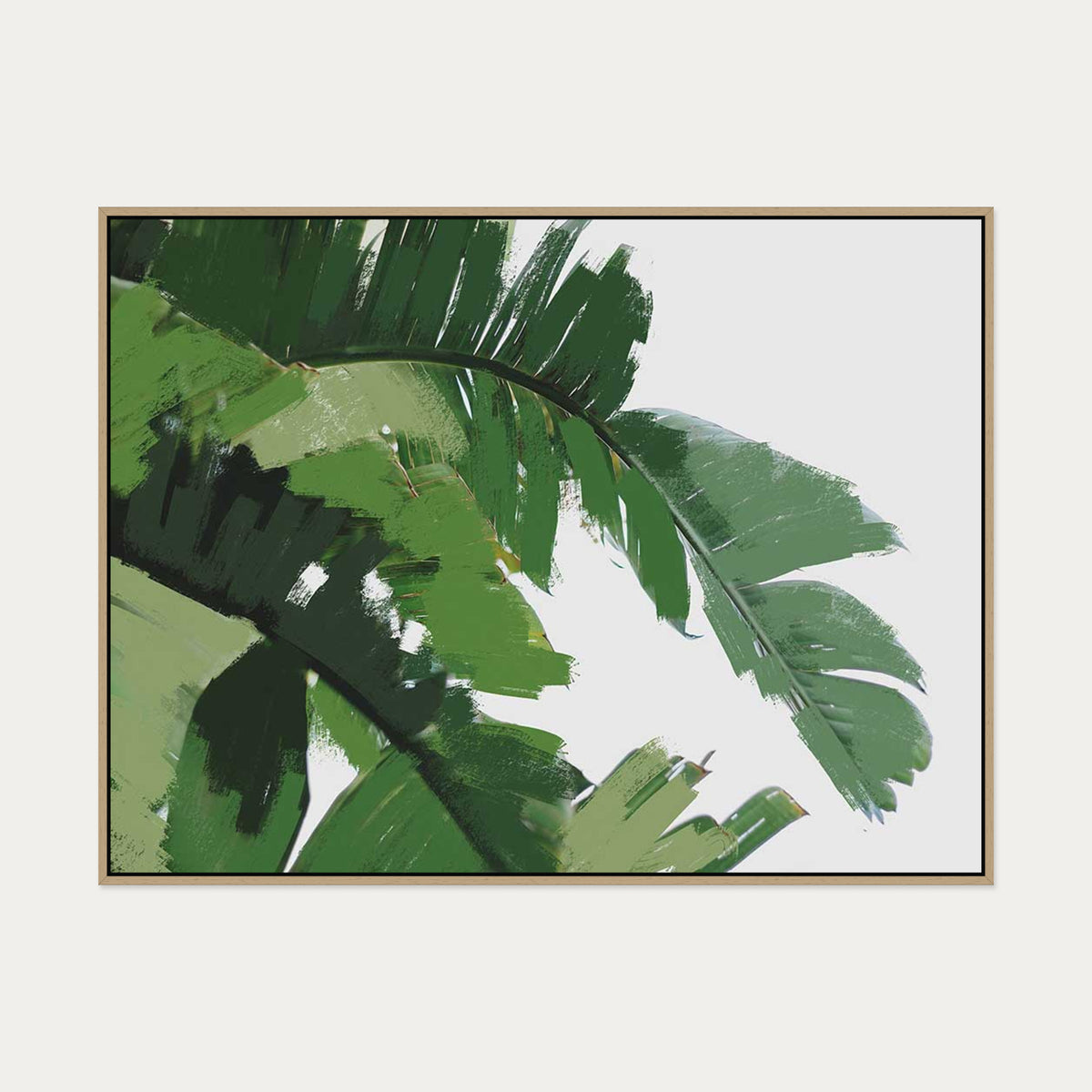 Botanical Palm Leaves Canvas Art — 90 x 120 cm — Oak Frame