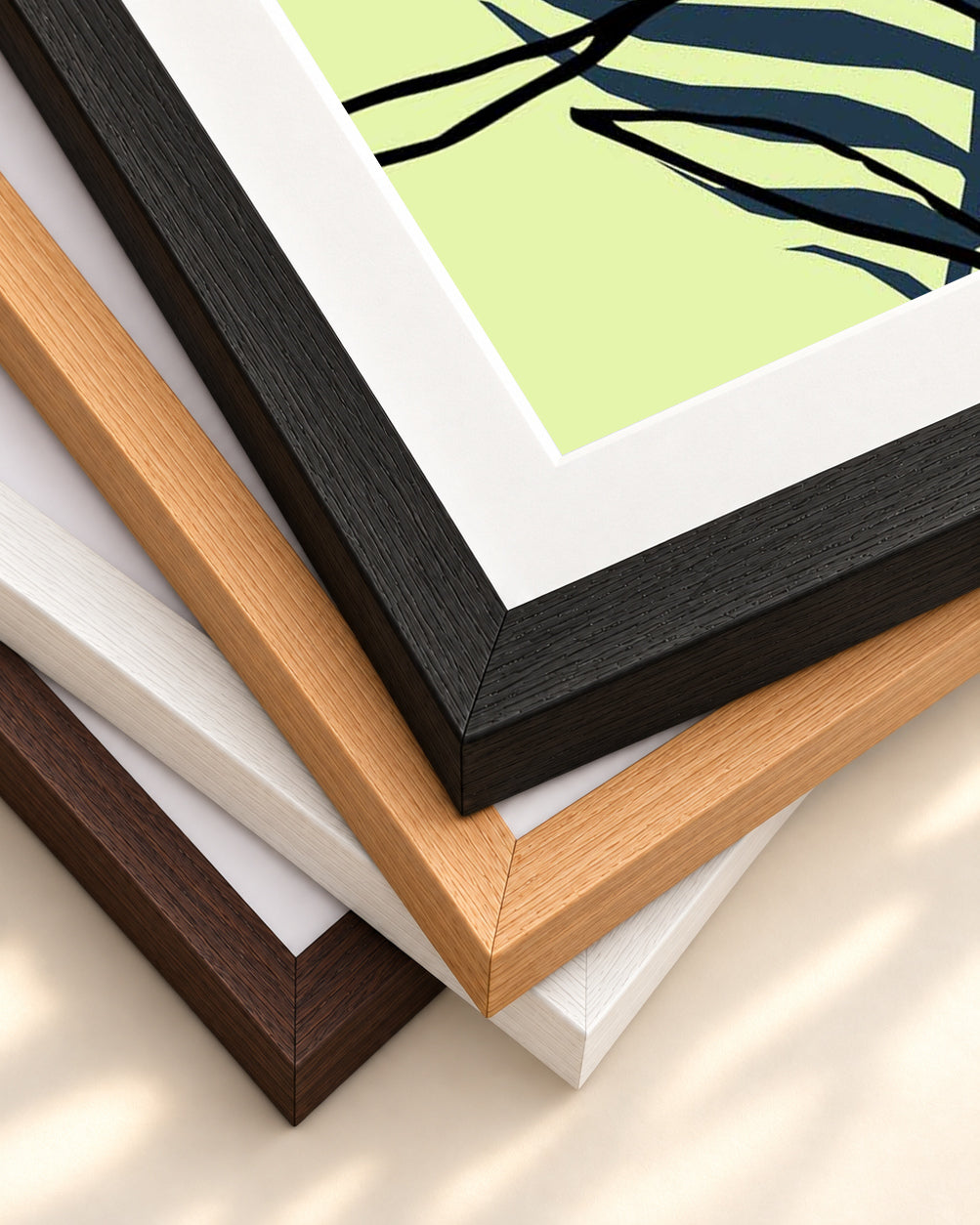 Botanical Pop 3 Art Print — framed print corner with 5 cm mount and bevel