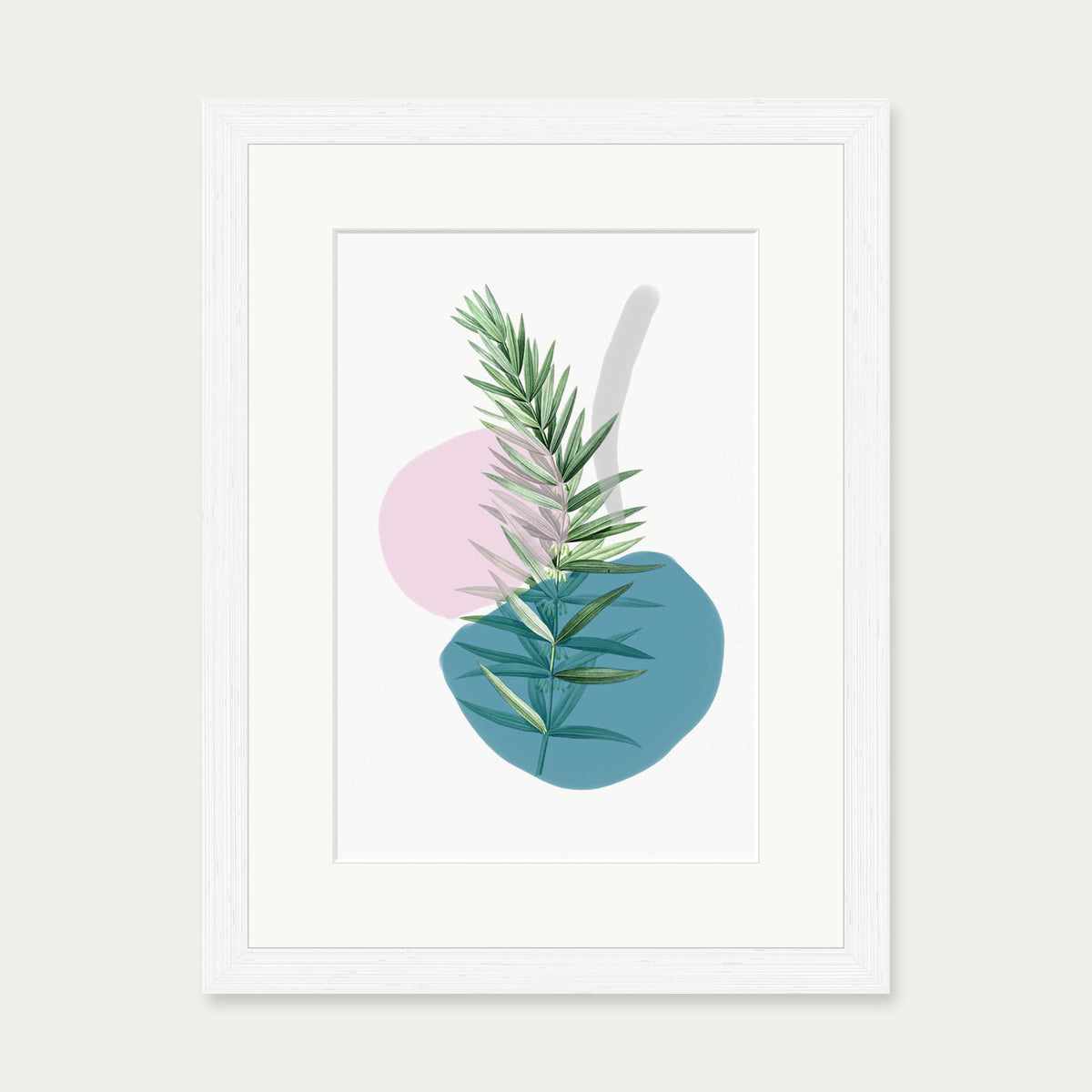 Botanical Vintage Leaves Art Print — 30 x 40 cm — White Frame