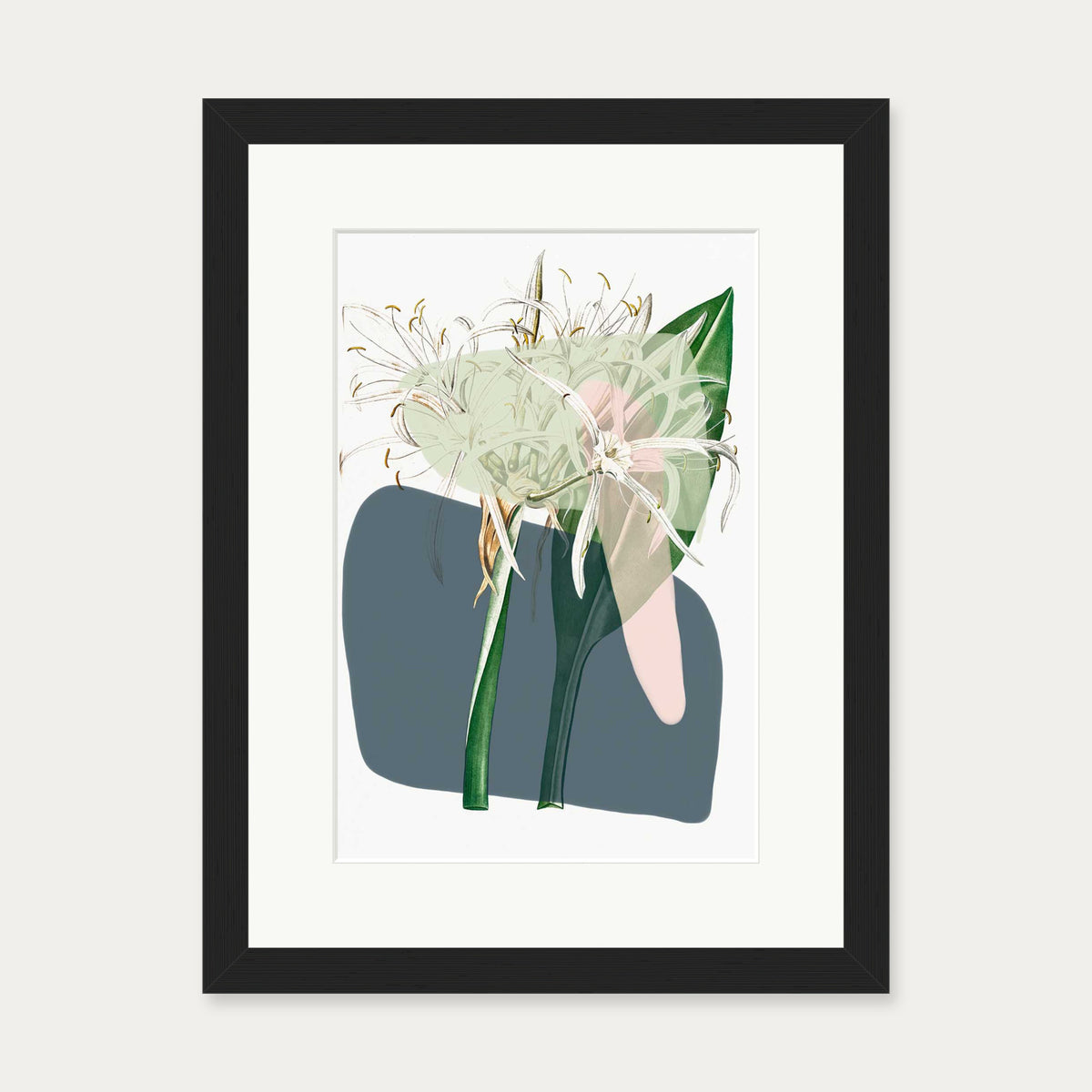 Botanical Vintage Spring Meadow Art Print — 30 x 40 cm — Black Frame