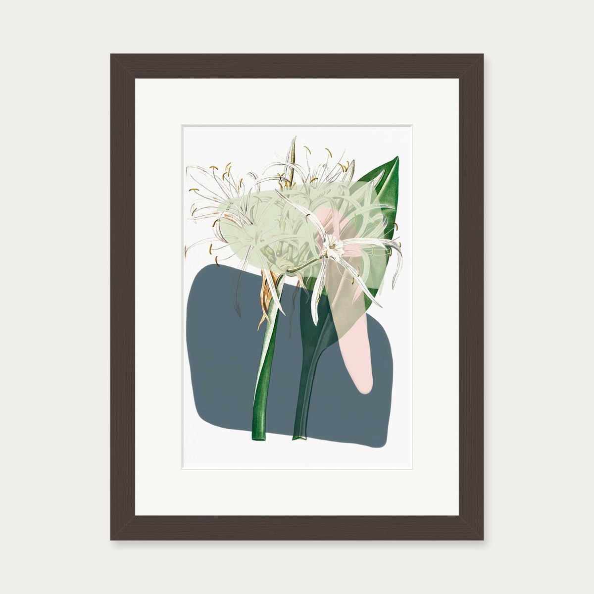 Botanical Vintage Spring Meadow Art Print — 30 x 40 cm — Brown Frame