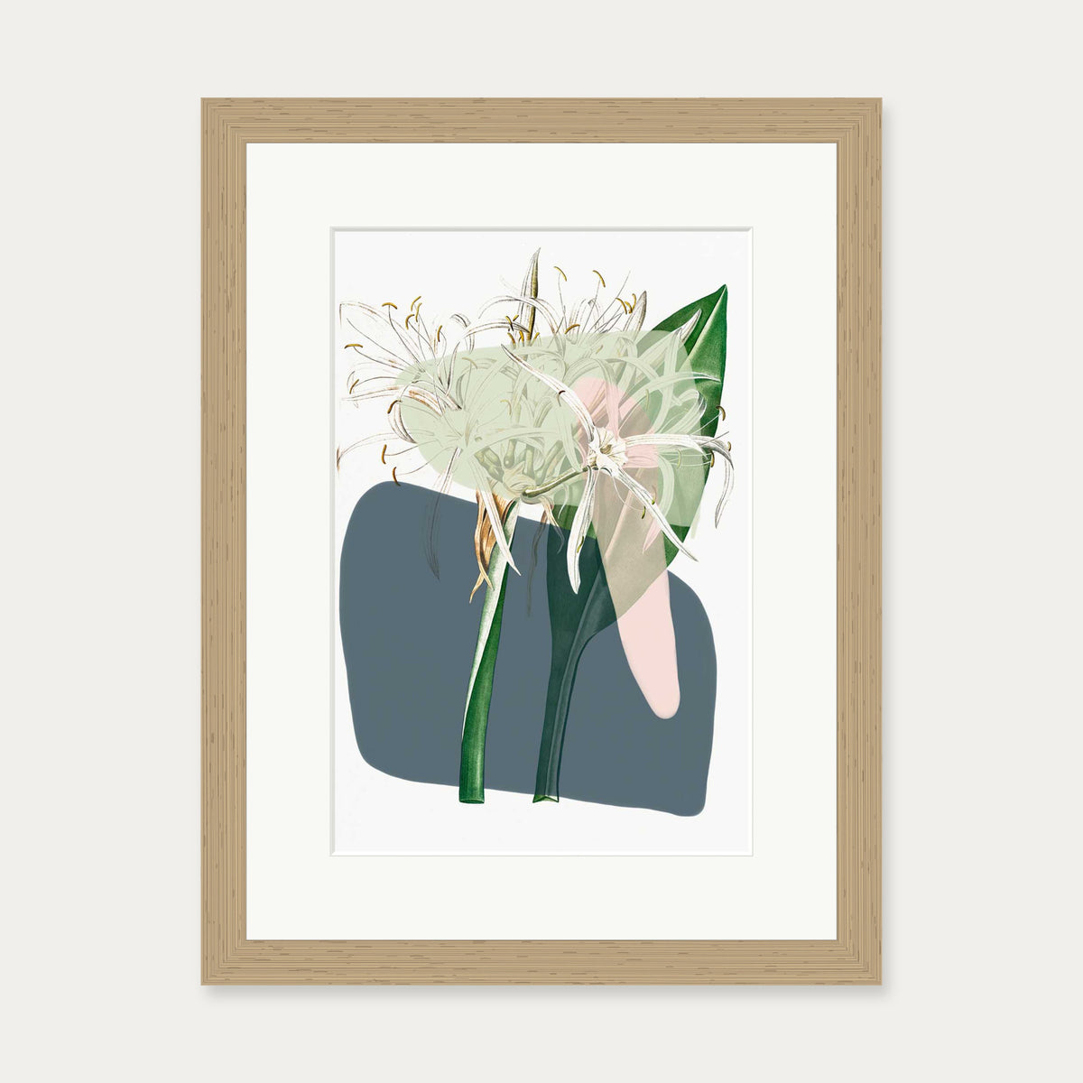 Botanical Vintage Spring Meadow Art Print — 30 x 40 cm — Oak Frame