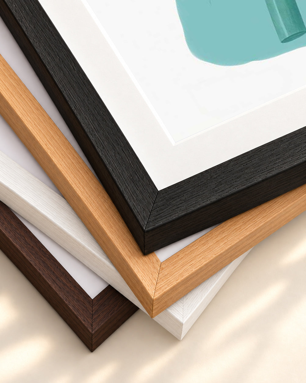 Botanical Vintage Teal Art Print — framed print corner with 5 cm mount and bevel