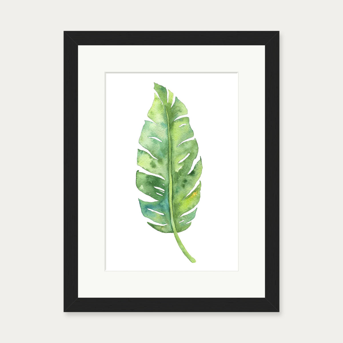 Botanical Watercolour Leaf Art Print — 30 x 40 cm — Black Frame